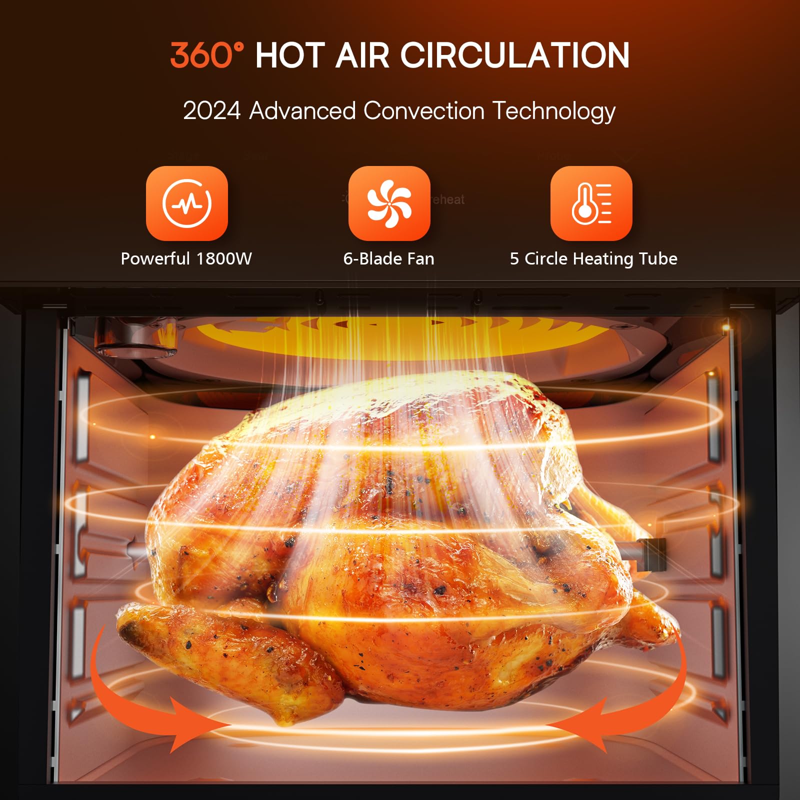 Nuwave Brio 15.5Qt 10-IN-1 Air Fryer Toaster Oven with Rotisserie - XL Family Size Countertop Convection Oven for Air Frying, Roasting, Baking, Reheating & Dehydrating - 1800W, 50°-425°F Temperature Control, 100 Presets & 50 Memory - Dishwasher Safe - Perfect for Quick Meals, Healthy Cooking & Family Gatherings