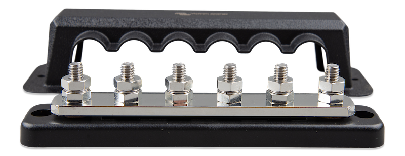 250A 6P Busbar with Protective Cover - Heavy Duty Copper Electrical Connector for Solar Panel, Battery Bank, and Power Distribution Systems