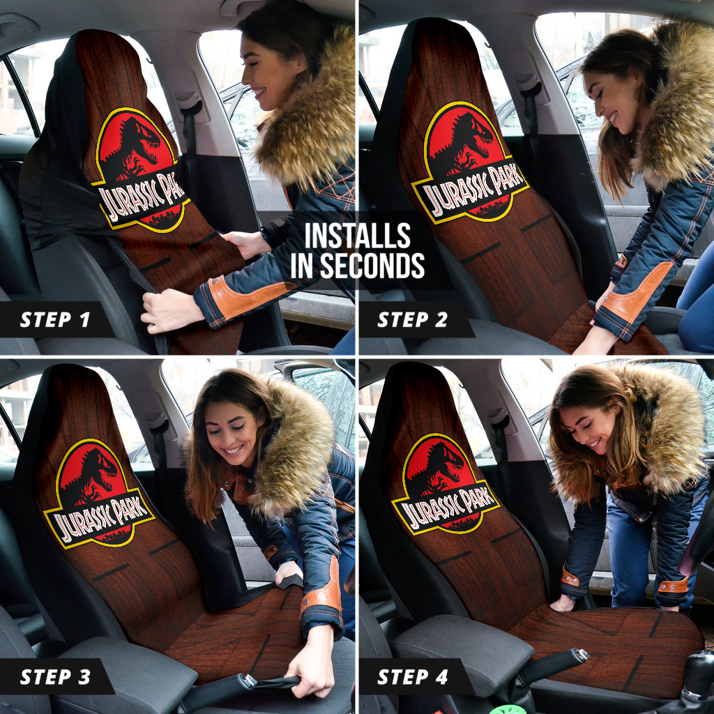 Premium Jurassic Park Printed Car Seat Covers - Best Gift for Movie Fans & Car Enthusiasts - Perfect for Road Trips, Themed Cars & Dinosaur Lovers