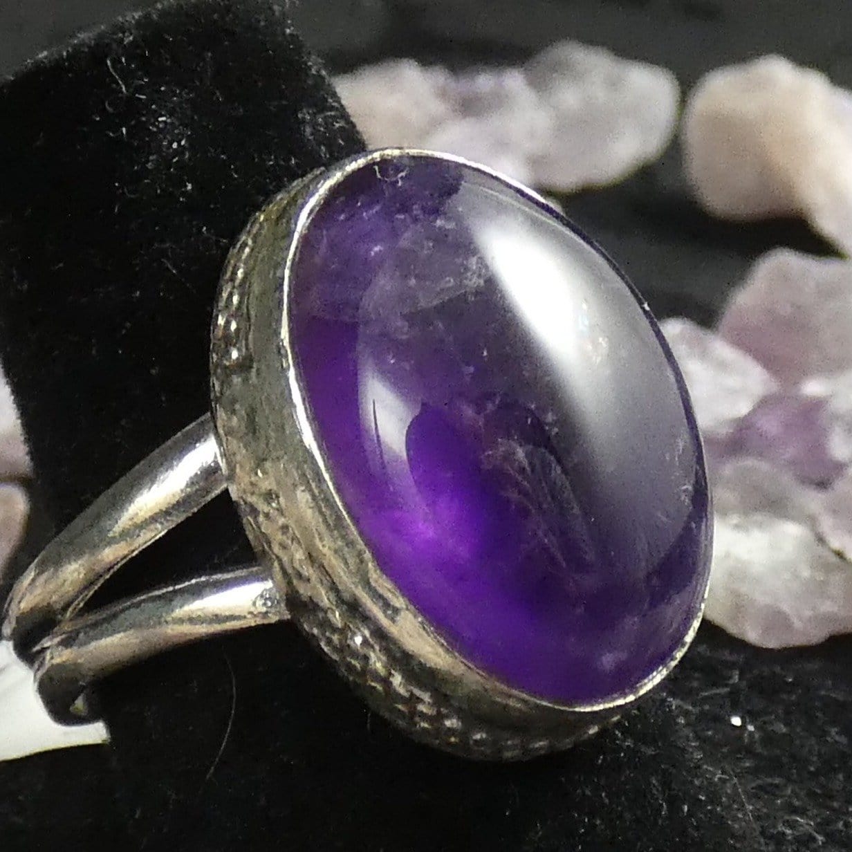 Natural Amethyst Sterling Silver Ring for Women - Size 8 | Elegant Purple Gemstone Jewelry for Everyday Wear, Gift Giving & Special Occasions