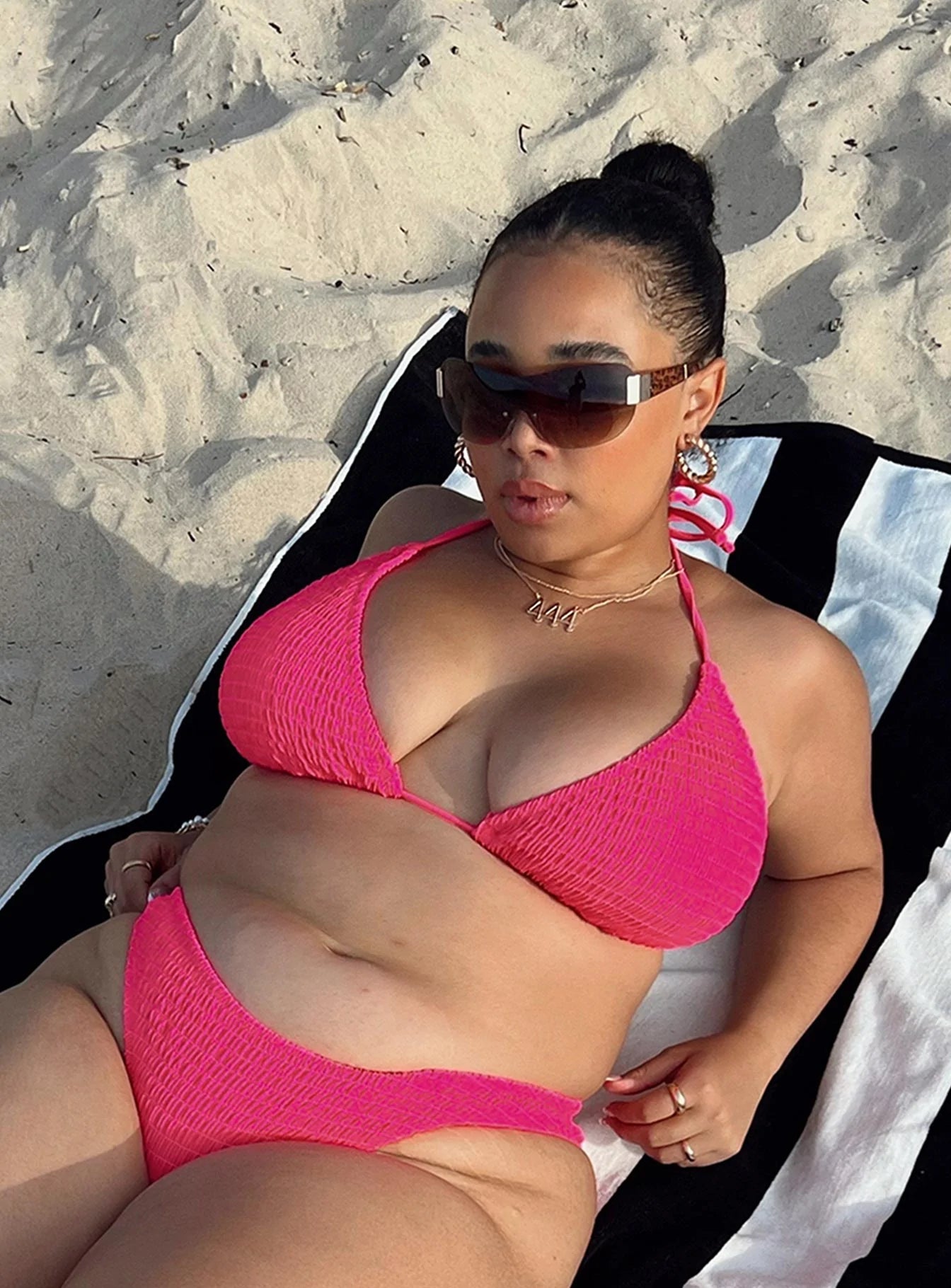 Blanca Triangle Shirred Bikini Top - Hot Pink Curve - Sexy Swimwear for Women, Perfect for Beach, Pool Party & Summer Vacation