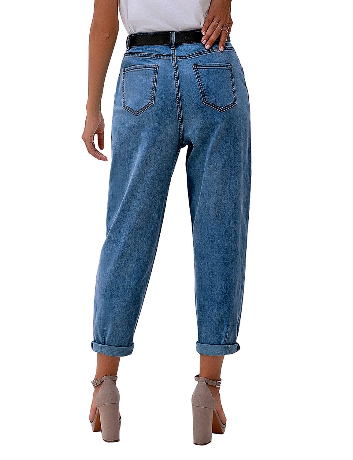 Luvamia Women's High Waisted Mom Jeans - Stretchy Loose Fit Denim Pants for Casual Wear | Trendy Vintage Style for Everyday Outfits & Street Fashion