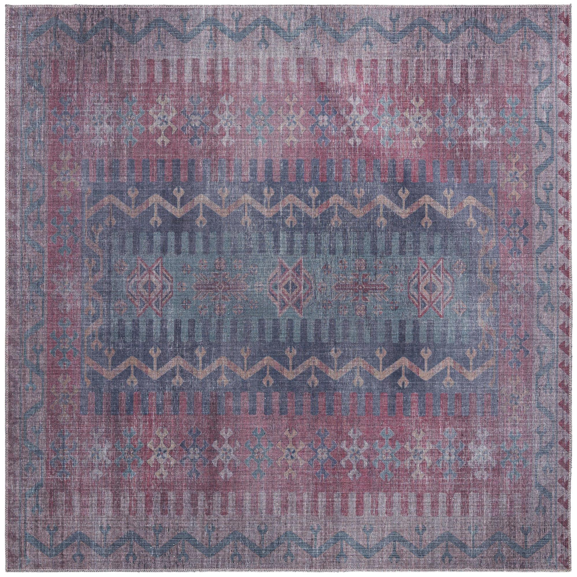 Sisu Collection Washable Rug 8x8 Feet – Soft Durable Flatweave Area Rug for Living Room, Kitchen, Entryway | Easy Clean Non-Slip Floor Mat for High Traffic Areas & Pet Friendly Homes