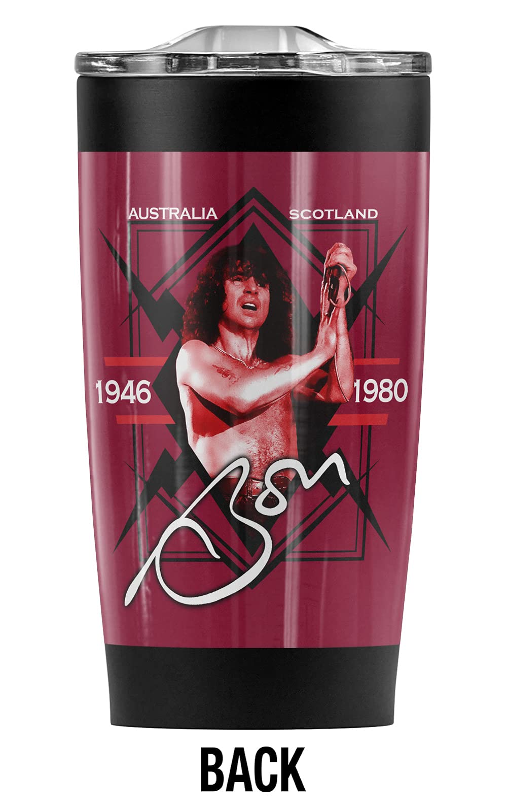 Bon Scott Stainless Steel Tumbler 20oz - Vacuum Insulated Travel Mug with Leakproof Lid - Double Wall Coffee Cup for Hot & Cold Drinks - Perfect for Office, Commuting, Camping and Outdoor Activities