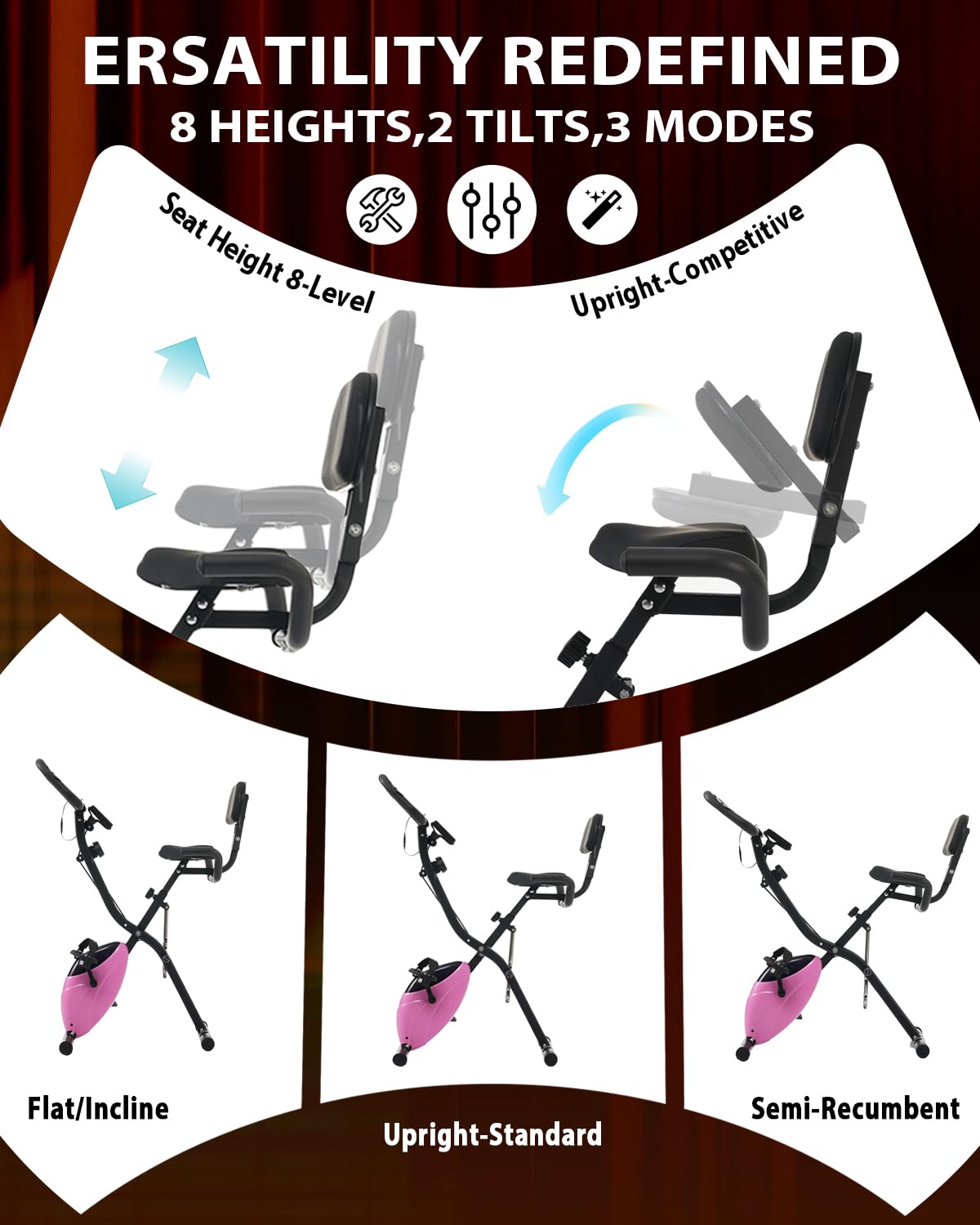 Merax Foldable 3-in-1 Magnetic Exercise Bike - 16-Level Resistance Indoor Cycling Bike for Home Workout (300LB Capacity) | Perfect for Cardio Training, Weight Loss & Home Gym Fitness
