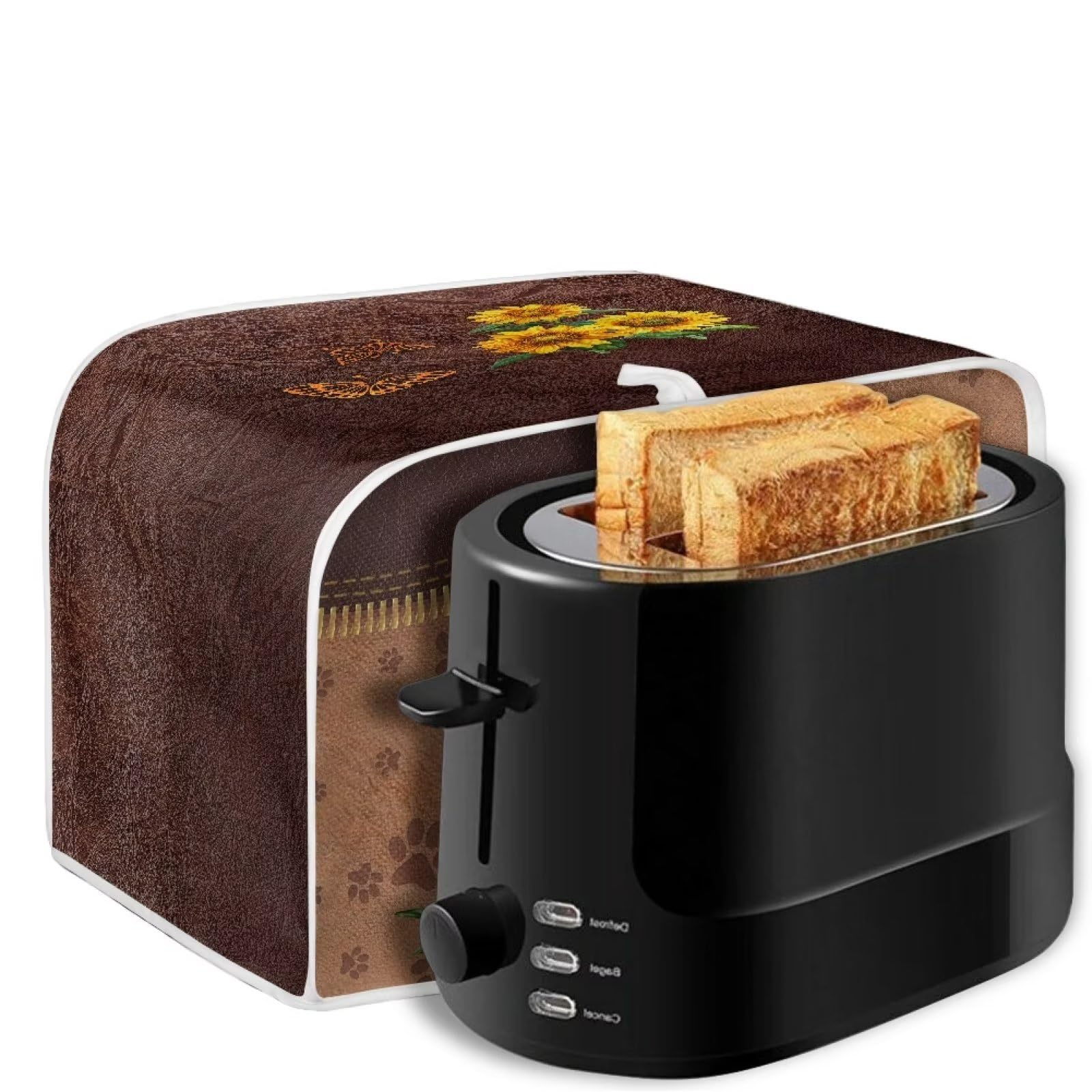 Sunflower & Bulldog Paw Print Toaster Cover - Dustproof & Protective Bread Machine Cover for Kitchen Appliances - Perfect for Toasters, Bread Makers & Ovens (Home & Office Use)