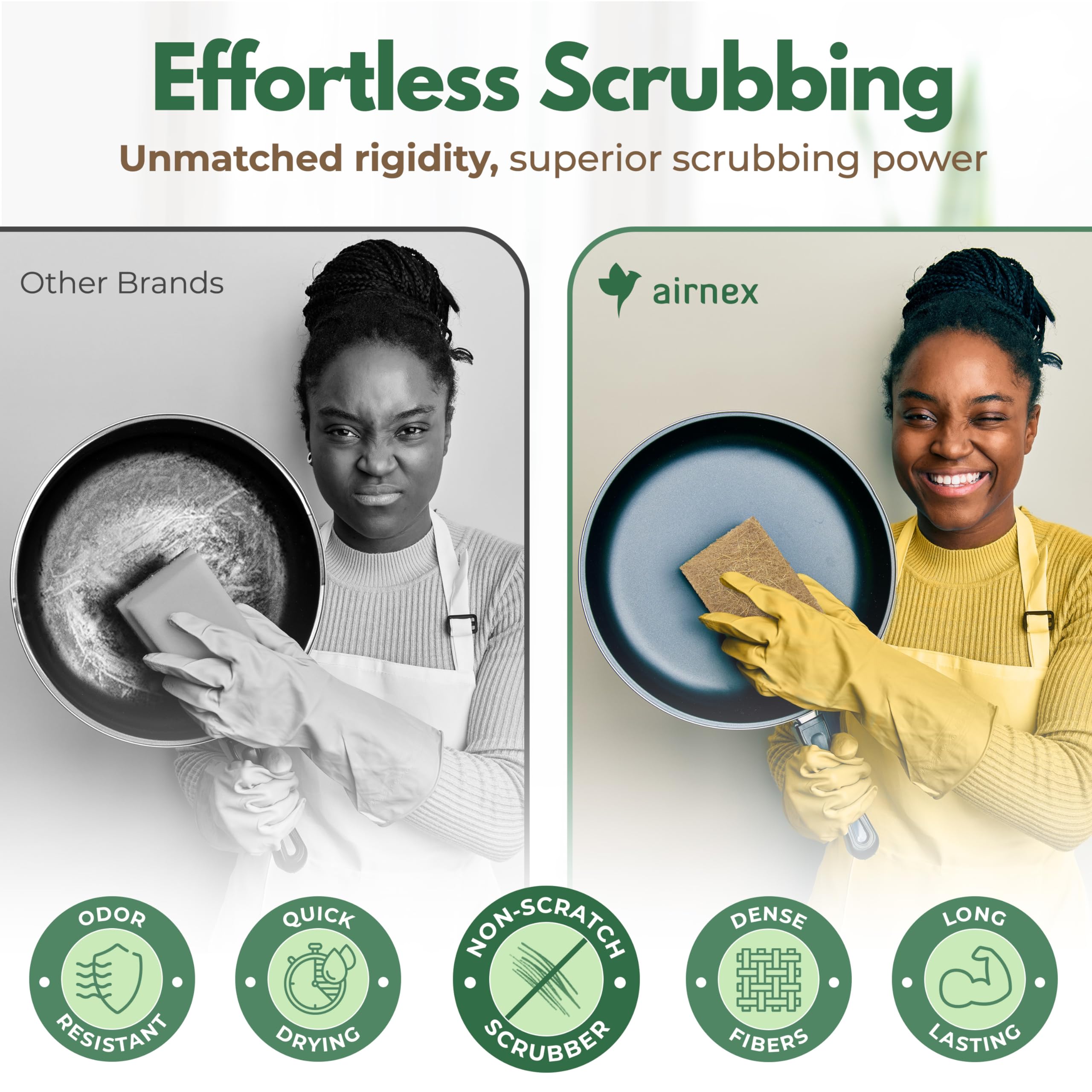 Eco-Friendly Coconut Husk Scouring Pads - 24 Pack Non-Abrasive Kitchen Scrubbers for Dishes, Pans & Pots | Heavy Duty, Non-Scratch Cleaning | Perfect for Stainless Steel, Ceramic & Glass Cookware