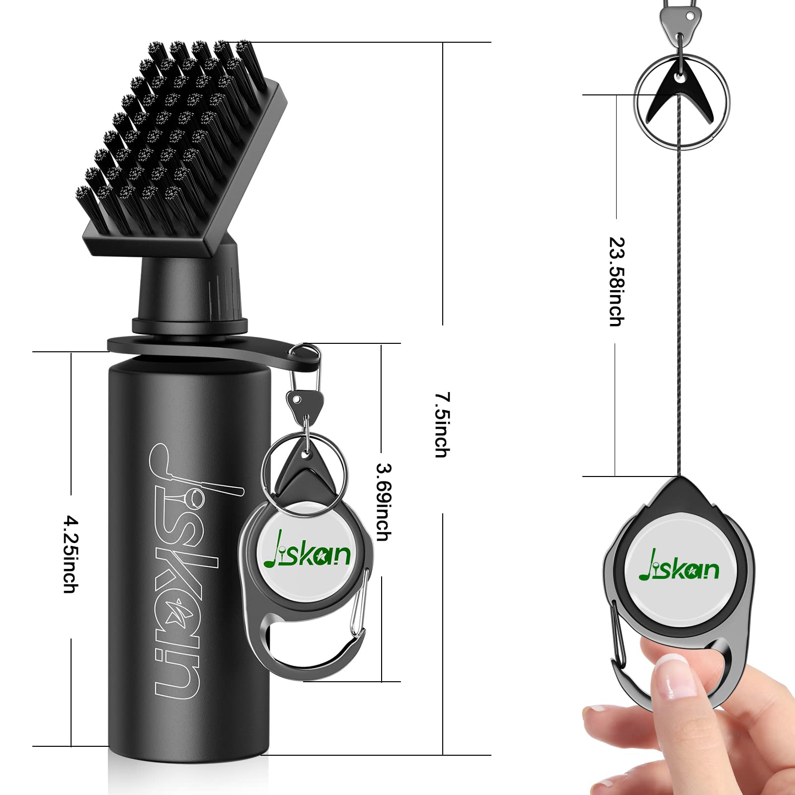 2 Pack Premium Golf Club Cleaner Brush Set with Squeeze Water Bottle (7.5 Inch, 4oz Capacity) - Essential Golf Accessories for Men - Perfect Golf Gift for Dad, Husband & Golfers - Ideal for Course Cleaning, Practice Sessions & Equipment Maintenance
