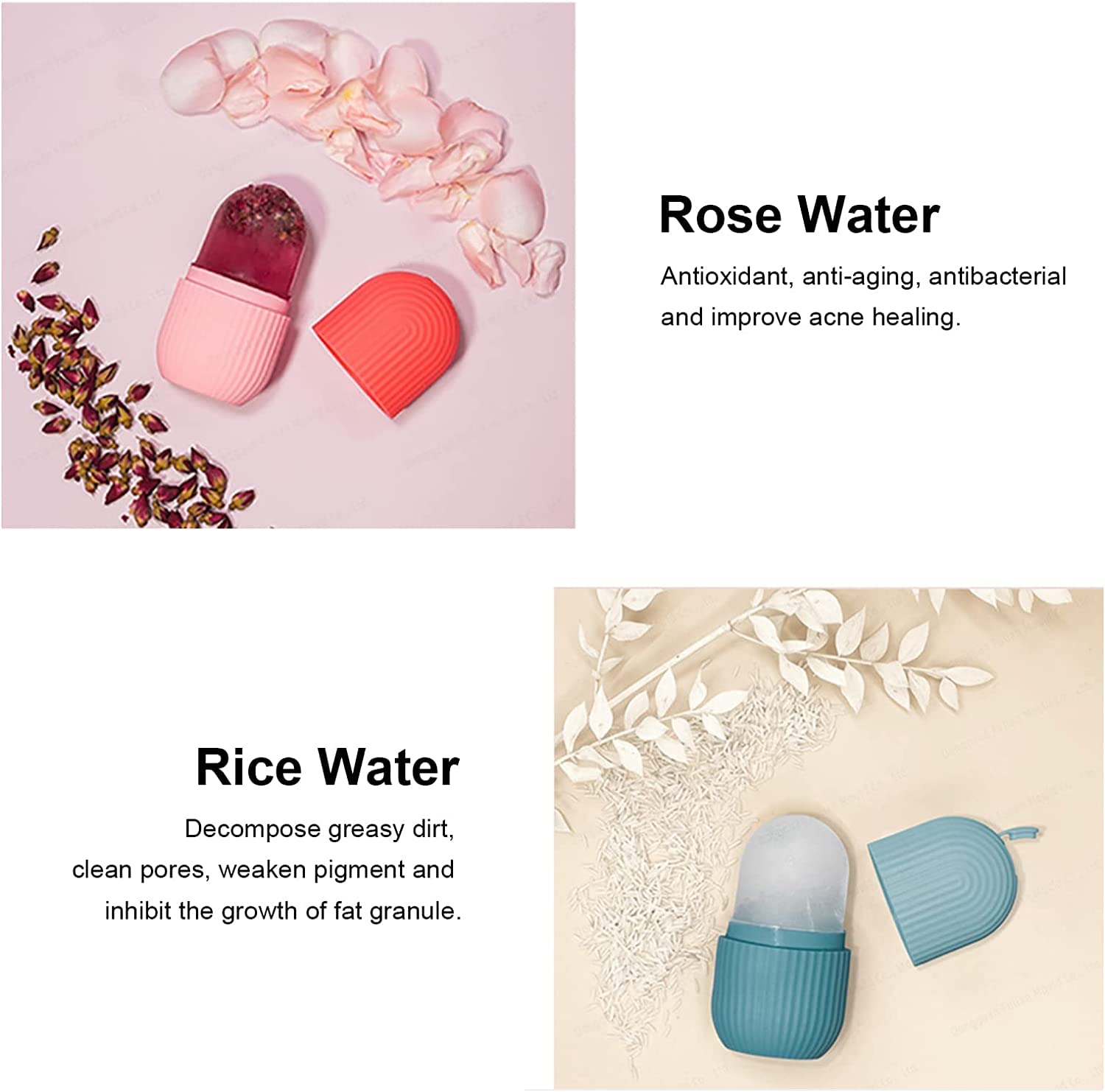 Reusable Ice Face Roller & Silicone Mold Holder - Skin Care Massage Tool to Shrink Pores & Reduce Acne | Cooling Therapy for Puffy Eyes, Sunburn Relief & Morning Facial Routine