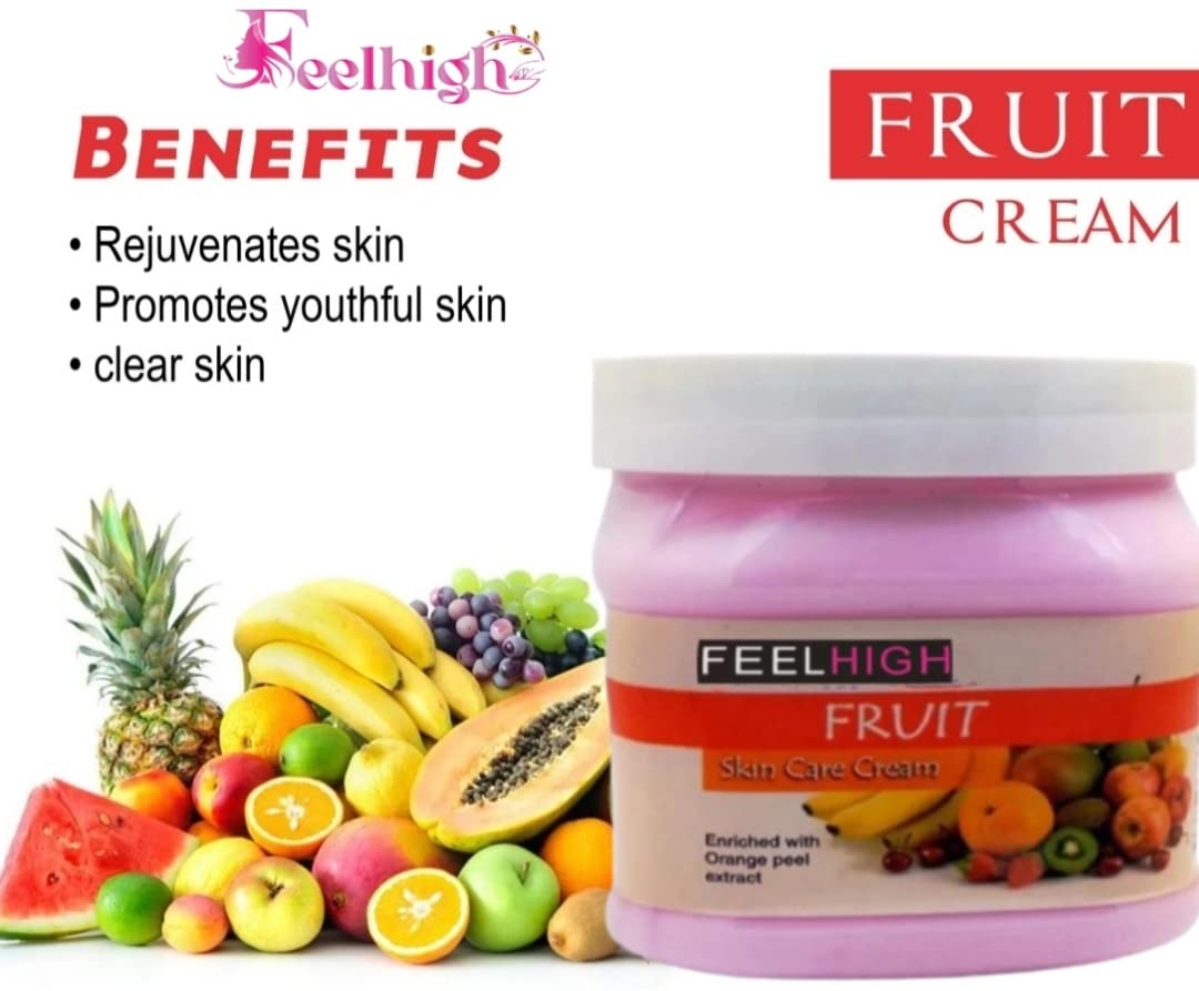 Feelhigh Face & Body Fruit Cream 500g + Cocoa Butter Cream 500g - Natural Skincare Set for Men & Women - Hydrating Moisturizer for Dry Skin, Face & Body Care - Perfect for Daily Use & Night Routine