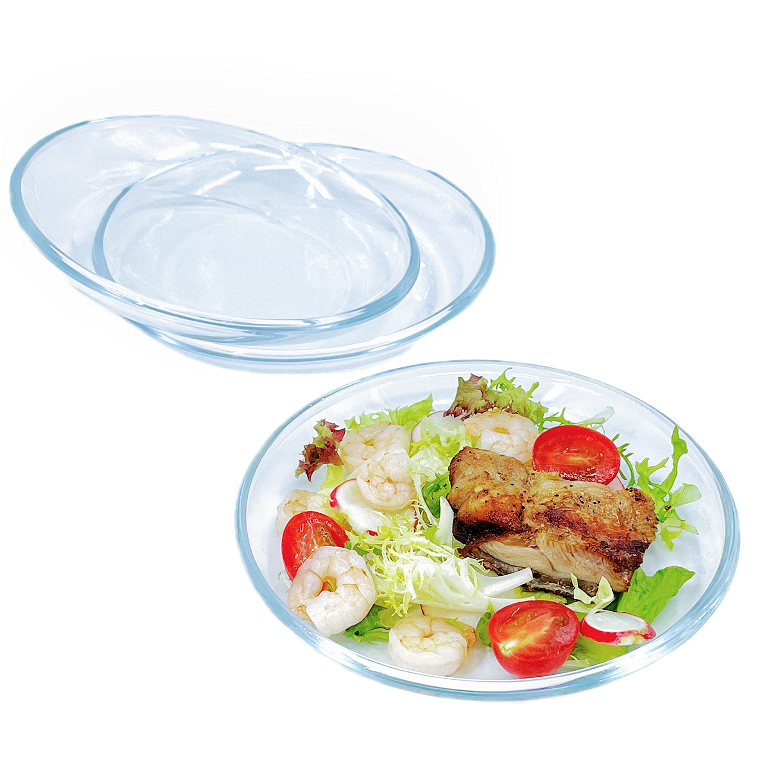 Premium 7-Inch Clear Tempered Glass Dessert Plates - Round Salad Plates for Toast, Cheese, Appetizers, Side Dishes & Pies - Set of 3 - Perfect for Dinner Parties, Tea Time & Elegant Dessert Presentation