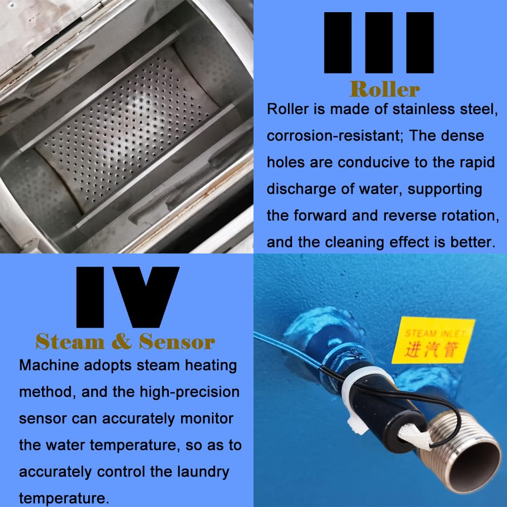 33LBS Commercial Washing Machine - Heavy Duty Industrial Laundry Equipment for Hotels & Work Clothes | 750W 220V Stainless Steel Washer | Perfect for Hotels, Restaurants & Uniform Cleaning