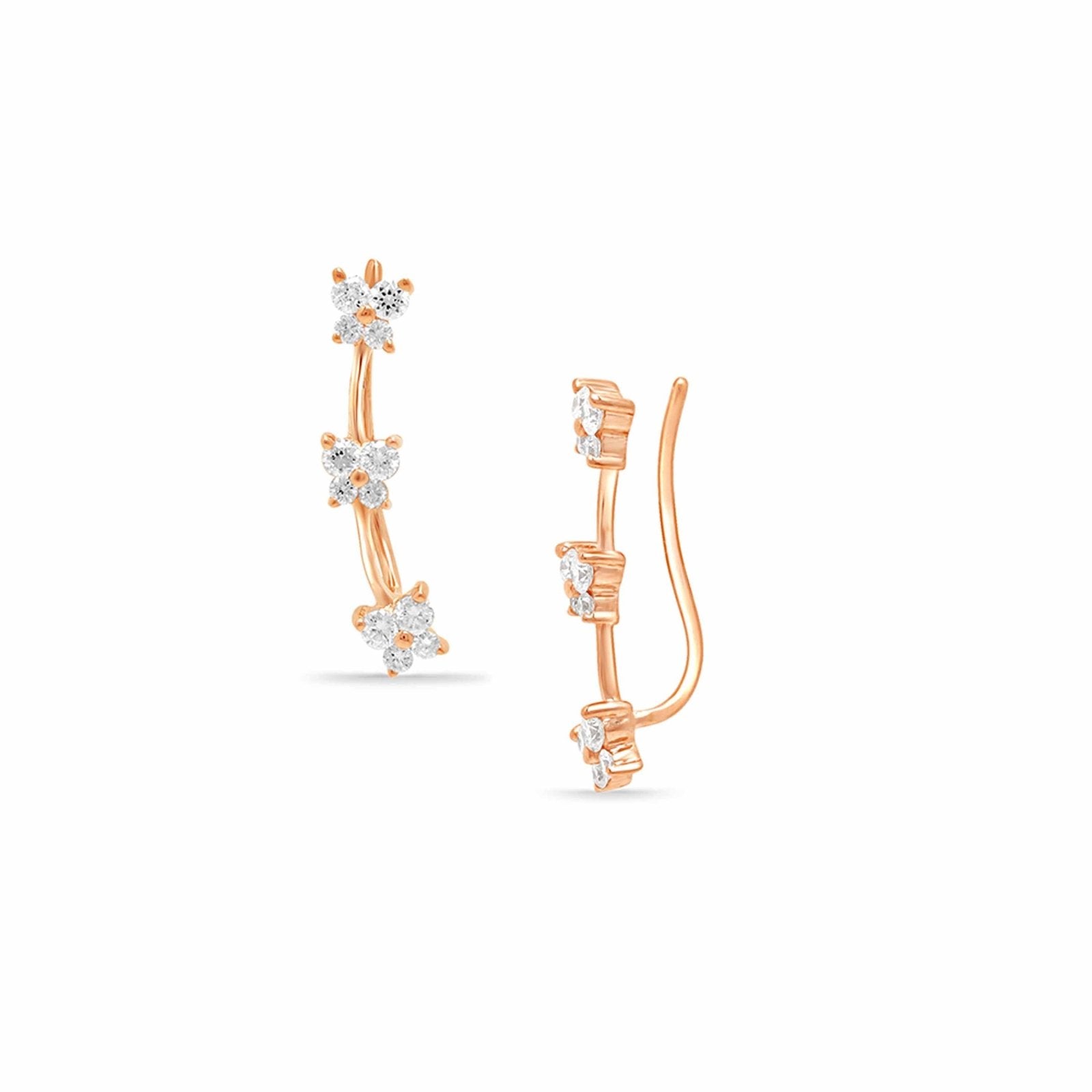 0.5 Carat Diamond Butterfly Ear Climber Earrings in 18K Solid Rose Gold - Elegant & Dainty Jewelry for Women, Perfect for Parties, Weddings & Special Occasions