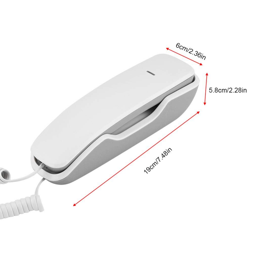 Wall Mounted Corded Telephone - Wired Landline Phone (White) for Home & Office Use