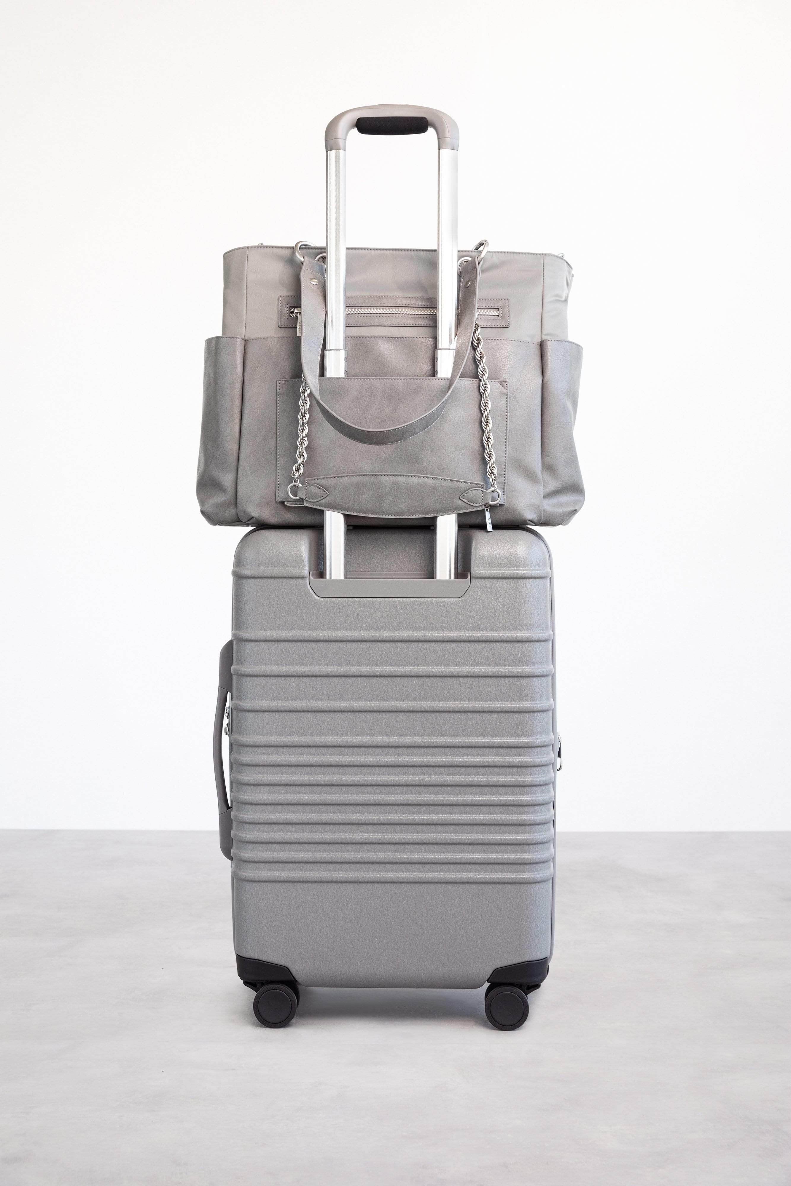 Premium Grey Diaper Bag for Moms - Large Waterproof Baby Bag with Insulated Bottle Pockets & Changing Pad - Perfect for Travel, Daycare & On-the-Go Parenting