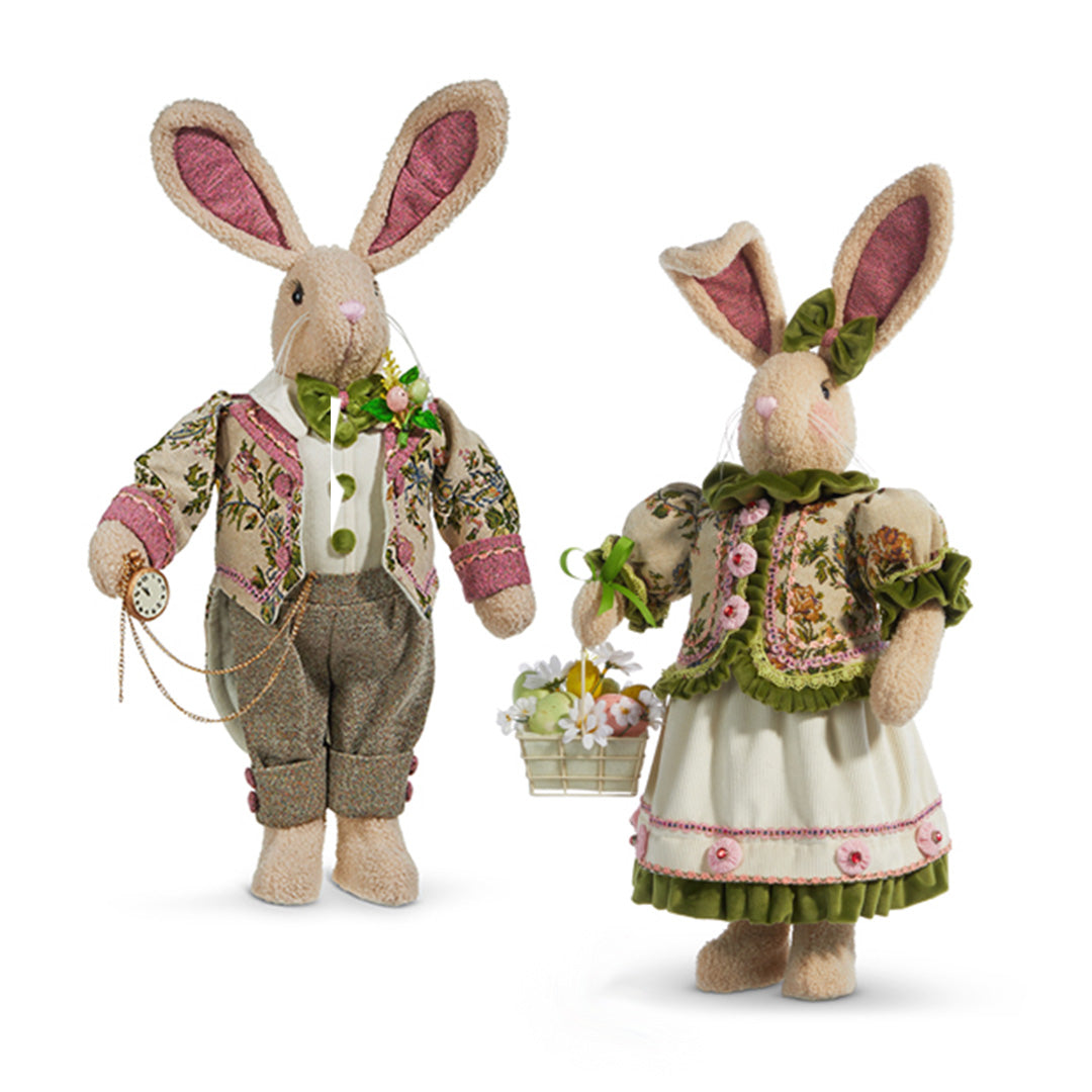 Mr. & Mrs. Bunny Plush Stuffed Animals - Cute Couple Bunny Set of 2 for Easter Decorations, Nursery Room, Valentine's Day Gifts & Home Decor