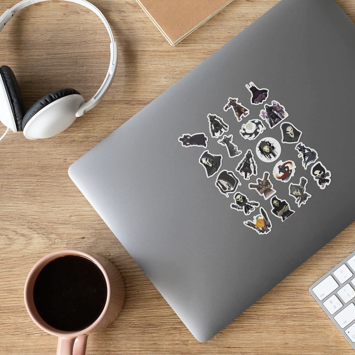 Overwatch Reaper Vinyl Stickers - Waterproof Decals for Laptop, Bike, Car, Truck, Skateboard, Luggage & Guitar - White 8.5''x11'' - Perfect for Gaming Fans, Home Decor & DIY Projects