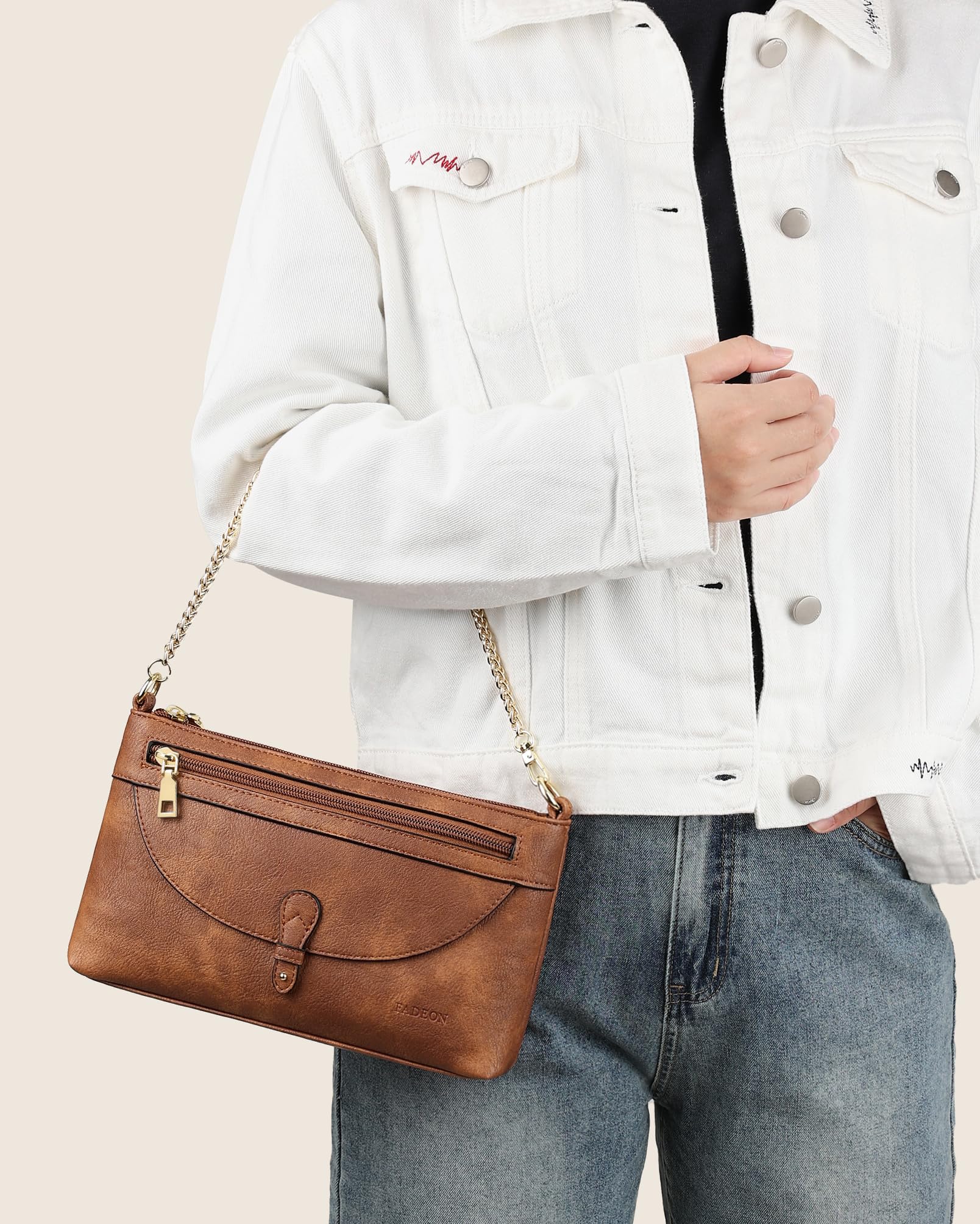 FADEON Small Crossbody Bags for Women - Trendy Vegan Leather Clutch Wristlet Purse with Adjustable Strap, Designer Shoulder Handbag for Everyday Use, Date Night & Travel Accessories