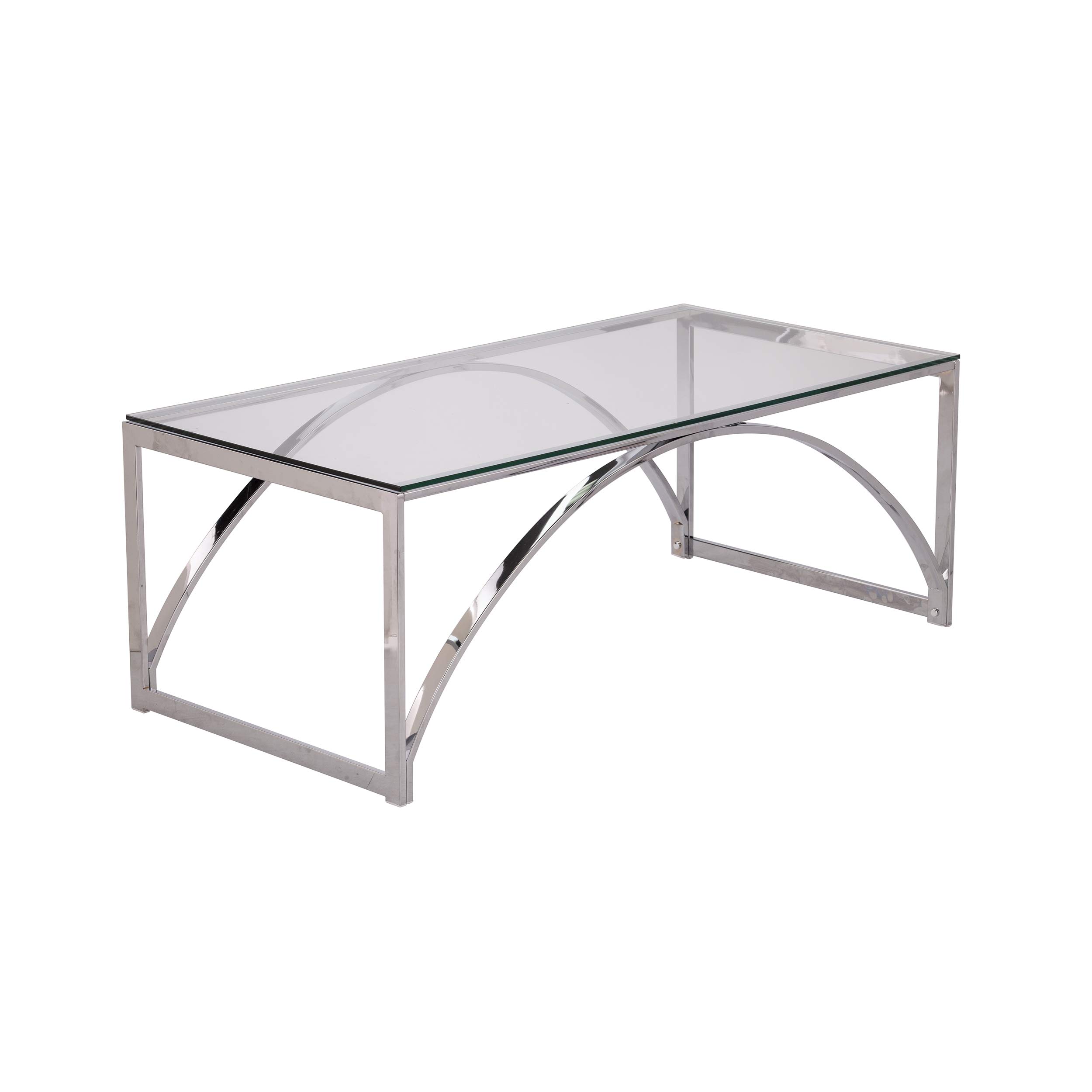 SEI Furniture Stevenly Modern Chrome Coffee Table - Stylish Living Room Center Table for Small Spaces, Home Decor & Entertainment Areas