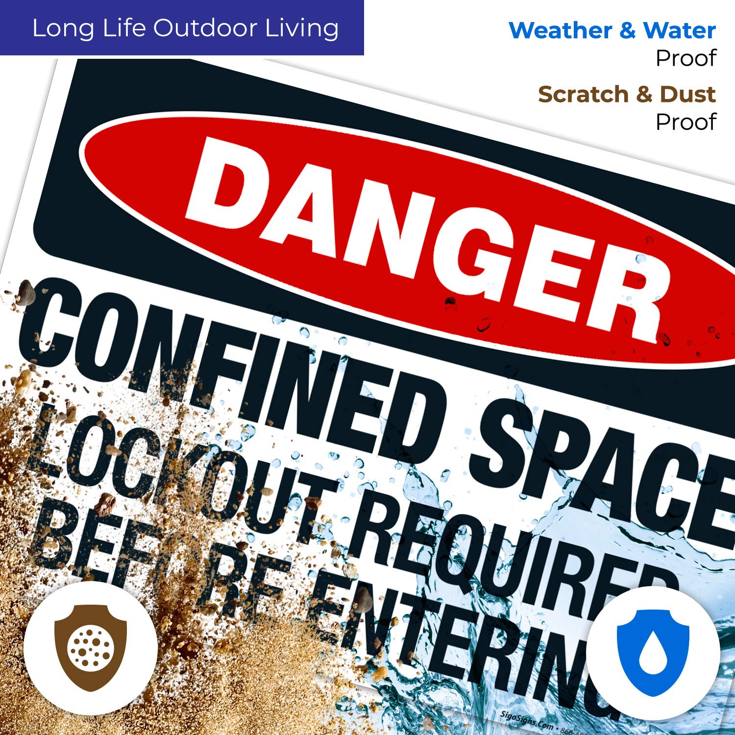 Danger Confined Space Lockout Required Before Entering Sign - OSHA Approved 10x14 Inch Aluminum Safety Sign, Rust-Free .040 Gauge, Fade Resistant for Indoor & Outdoor Use - Made in USA | Workplace Safety, Construction Sites, Industrial Areas