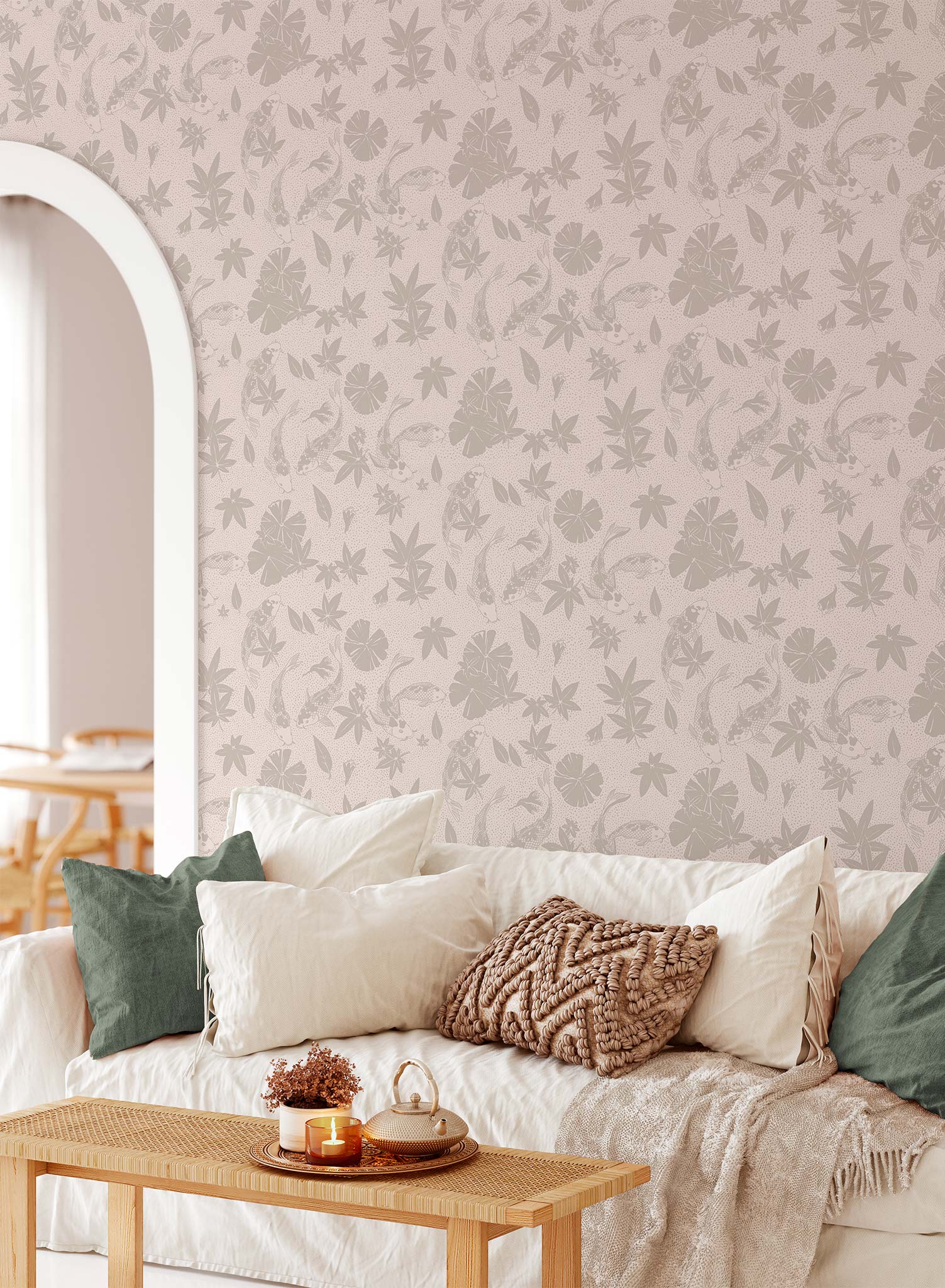 Beautiful Koi Fish Pond Wallpaper - High-Quality Waterproof & Peel-and-Stick for Home, Office, or Bathroom Decor