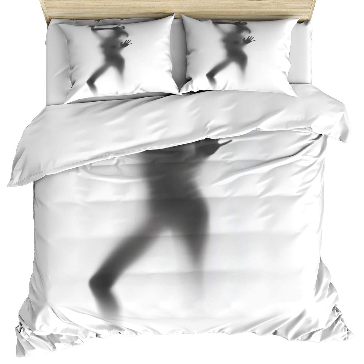 California King Duvet Cover Set 3-Piece - Black & White Reversible Microfiber Bedding with 2 Pillowcases, Sexy Silhouette Design for All Seasons | Perfect for Master Bedroom, Guest Room & Modern Home Decor