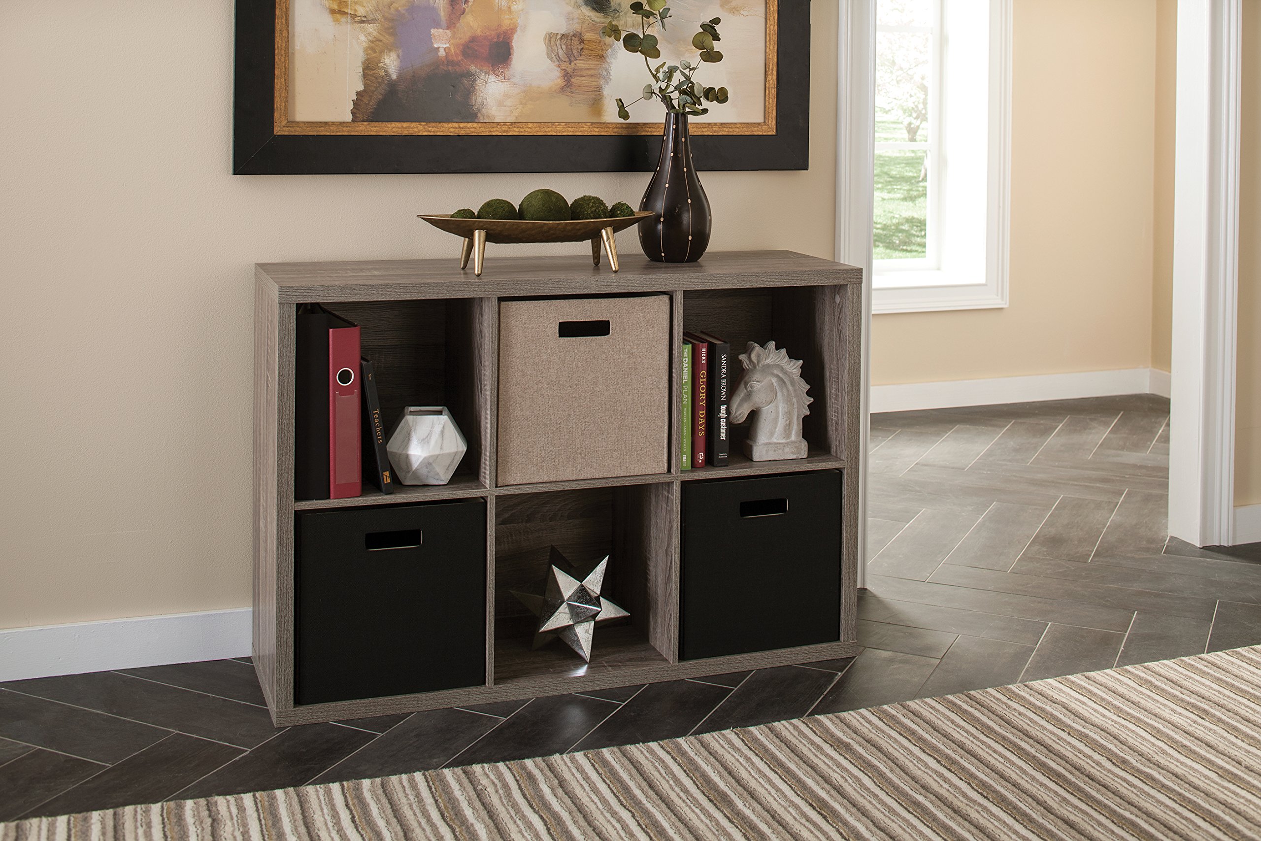 ClosetMaid 6-Cube Storage Shelf Organizer - Wooden Bookshelf with Back Panel for Bedroom, Living Room & Office - Easy Assembly Weathered Gray Home Organization Solution