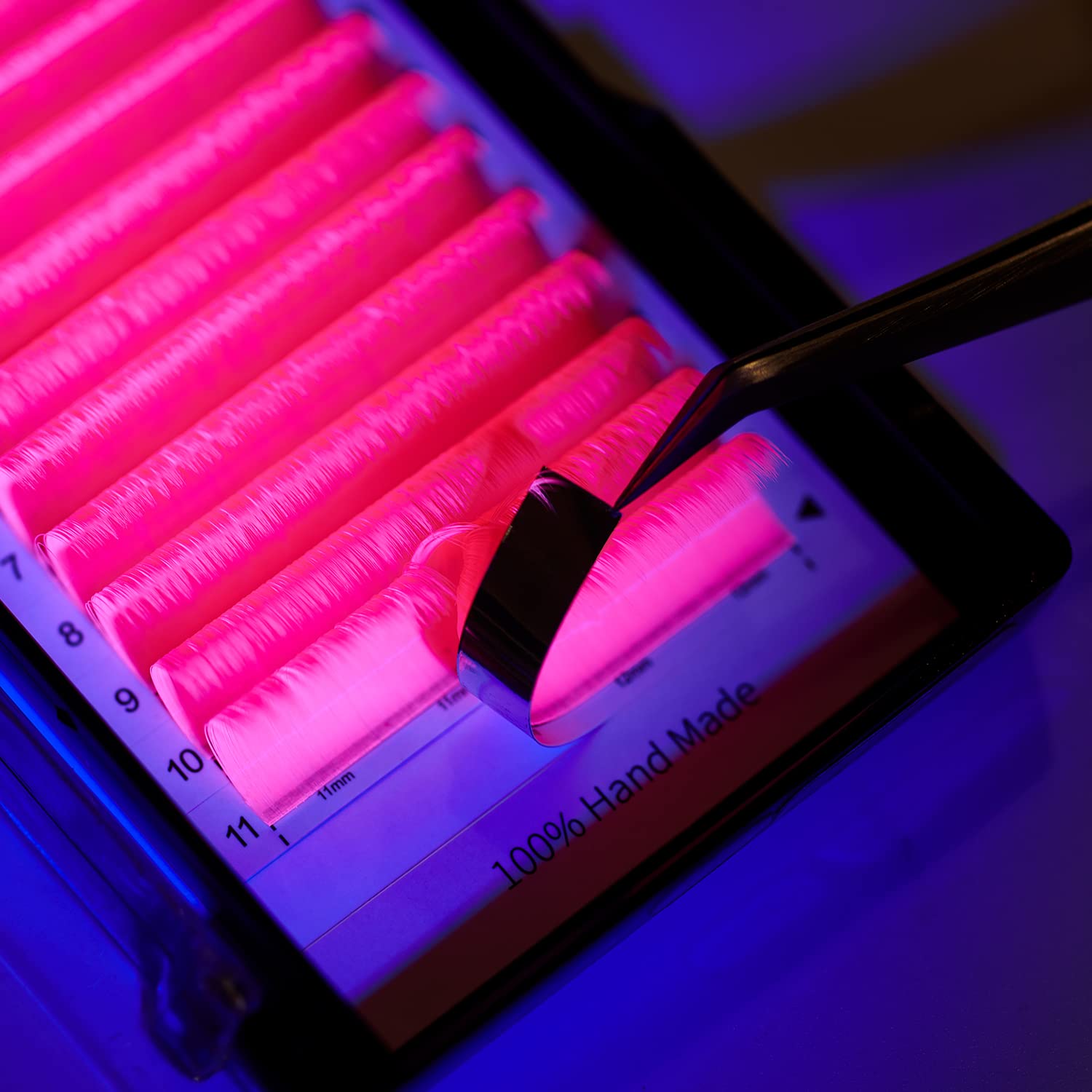 Vibrant Colored Neon UV Eyelash Extensions - 0.07D 15MM Pink Fluoresent Lashes That Glow Under Black Light | Perfect for Parties, Raves & Nightclubs