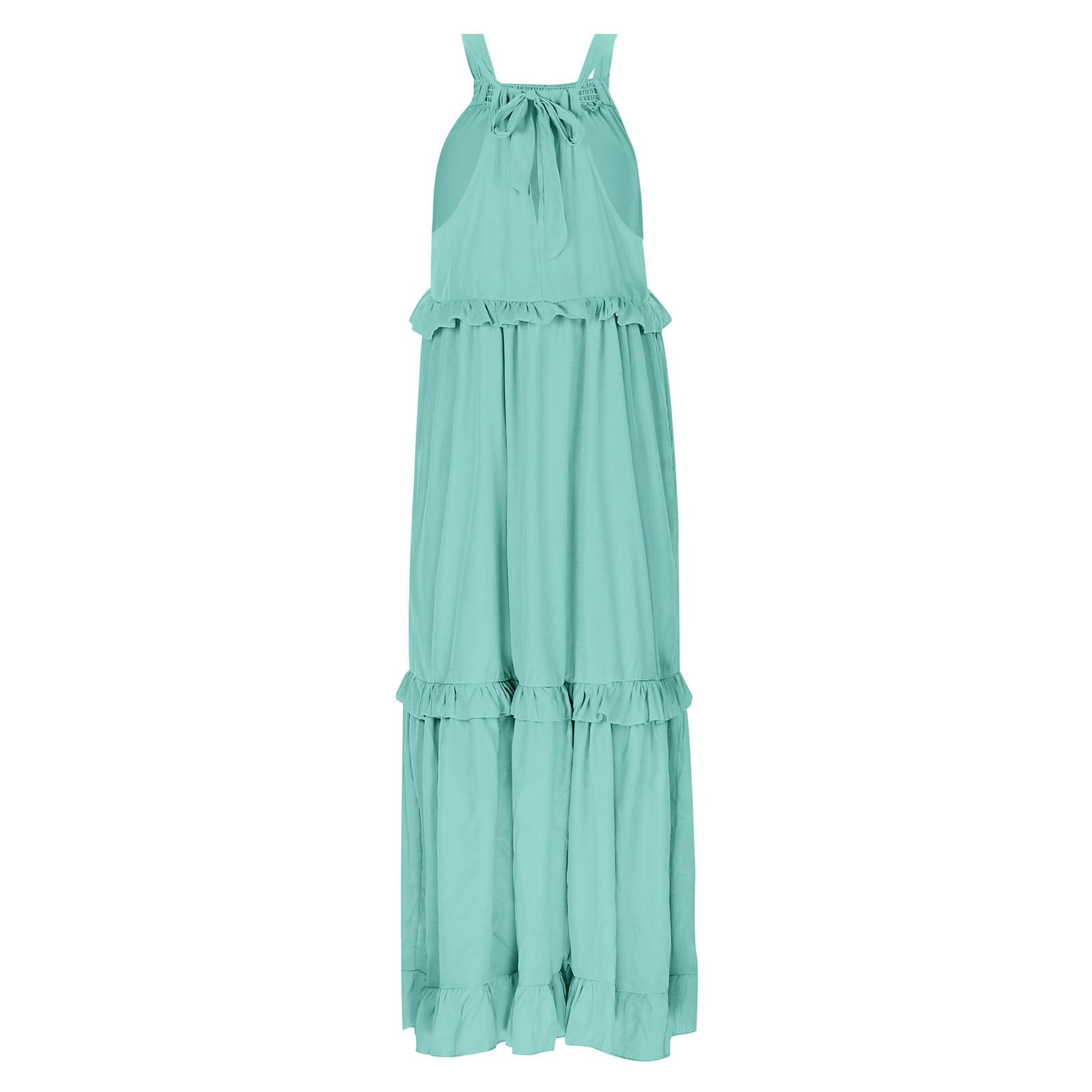 2025 Women's Summer Maxi Dresses - High Neck Long Sleeveless Sundress with Loose Layered Ruffle Swing Design | Perfect for Beach Vacation, Casual Outings & Summer Parties