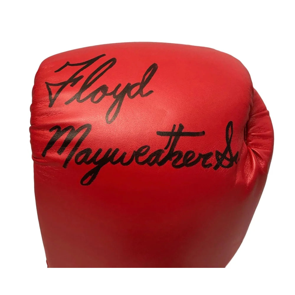 Floyd Mayweather Sr. Autographed Boxing Glove - Hand Signed by Legendary Trainer - JSA COA Authenticated - Red - Perfect for Boxing Memorabilia Collections & Man Cave Decor