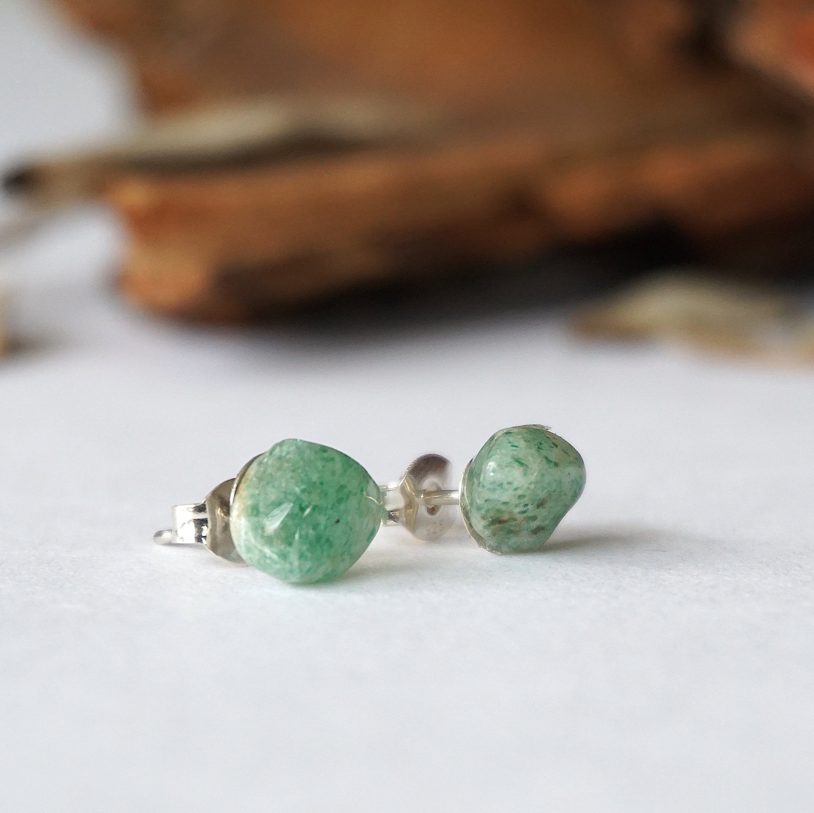 Green Aventurine Stud Earrings - Healing Crystal Post Earrings for Women - Perfect for Daily Wear, Meditation & Energy Balancing