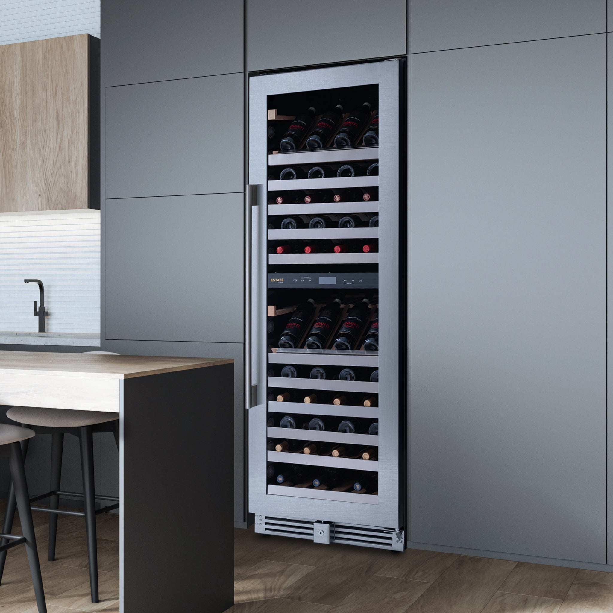 Newair® ESTATE 160 Bottle Freestanding Stainless Steel Wine Cooler Refrigerator - Perfect for Home Bars, Wine Cellars & Entertaining Spaces