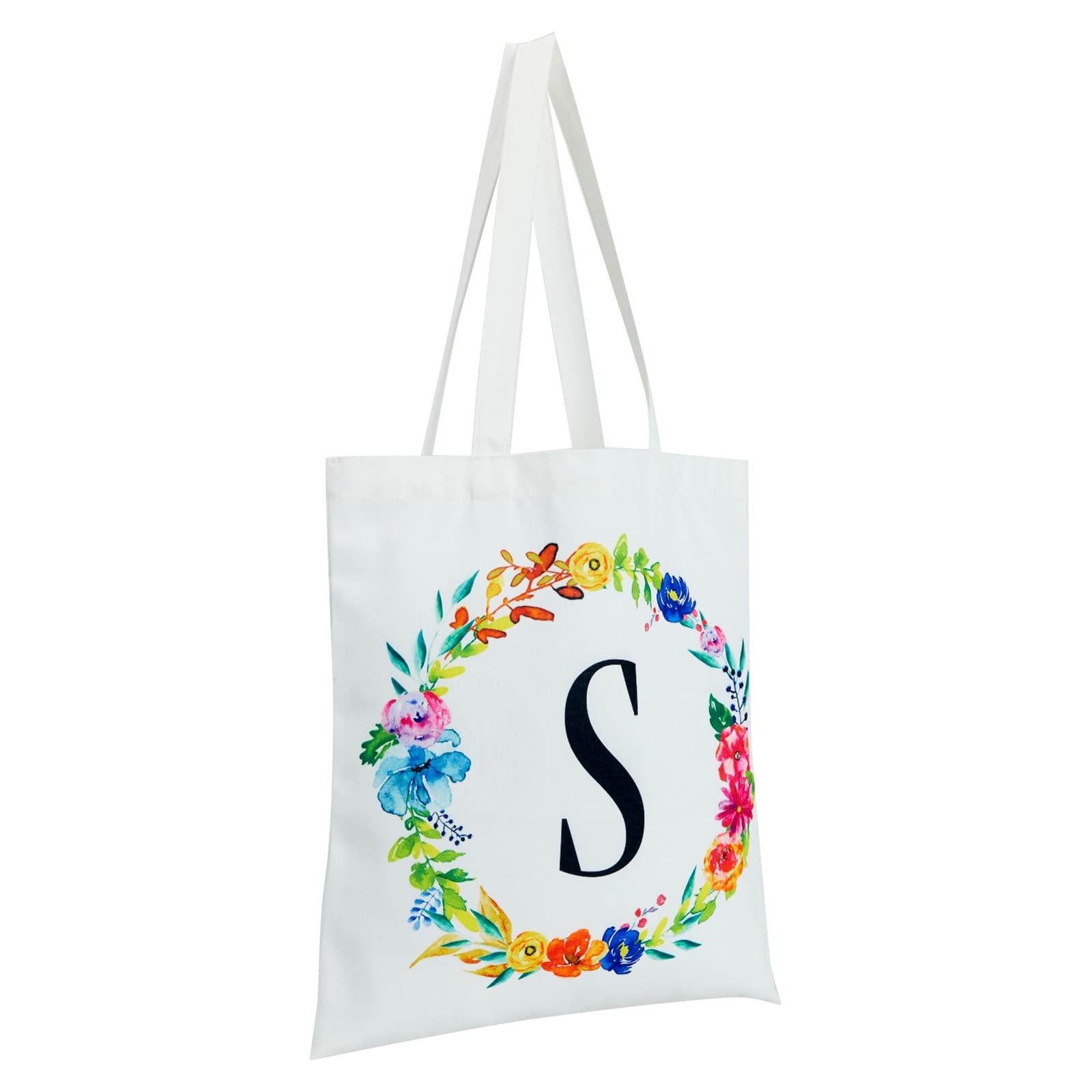 Personalized Monogram Letter Floral Tote Bags for Women - Set of 2 Reusable 29
