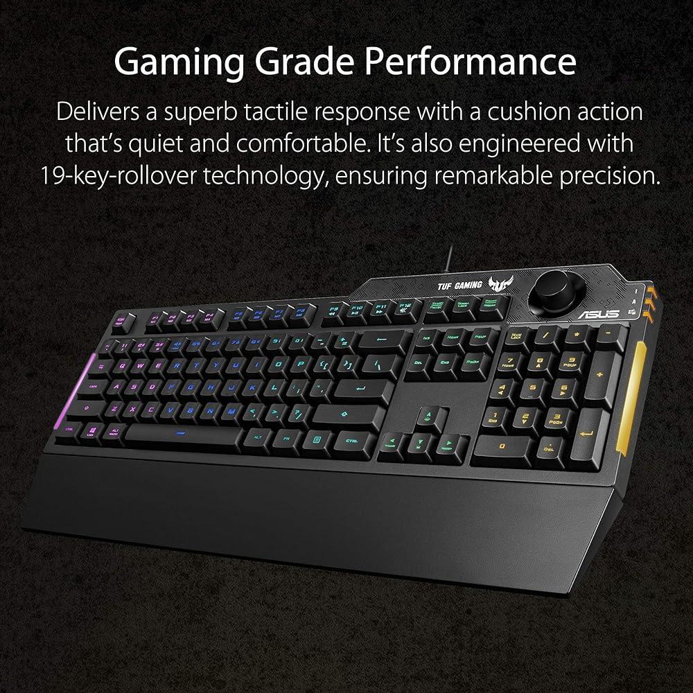 ASUS TUF Gaming K1 CA Mechanical Keyboard - RGB Backlit, Water-Resistant, Durable for PC Gaming & Office Use