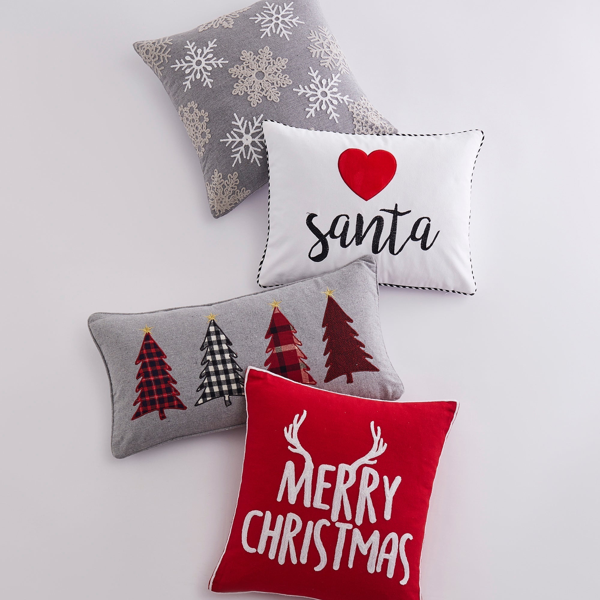 Rudolph Snowflake Grey Decorative Throw Pillow - Soft Christmas Holiday Cushion for Sofa, Bed & Home Decor