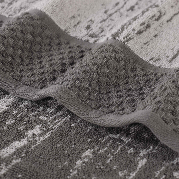 Premium 9-Piece Cotton Plush Jacquard Towel Set - Soft & Absorbent Solid & Two-Toned Bath Towels for Luxury Bathroom & Spa Experience