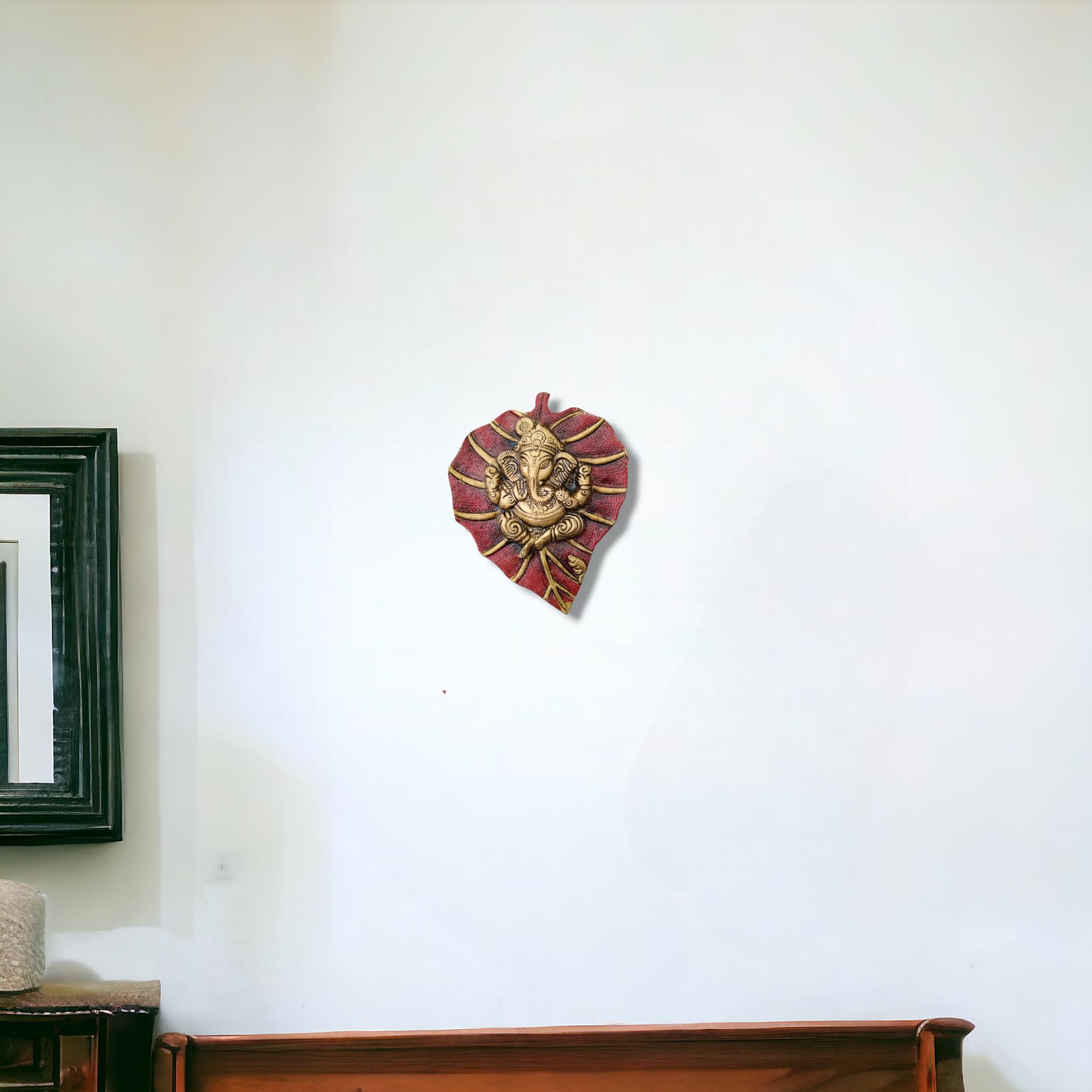 Charmy Crafts Metal Ganesha Wall Hanging - Handmade Indian Leaf Design Home Decor for Living Room, Bedroom & Office - Perfect Housewarming Gift & Wedding Present for Spiritual Decor & Meditation Space