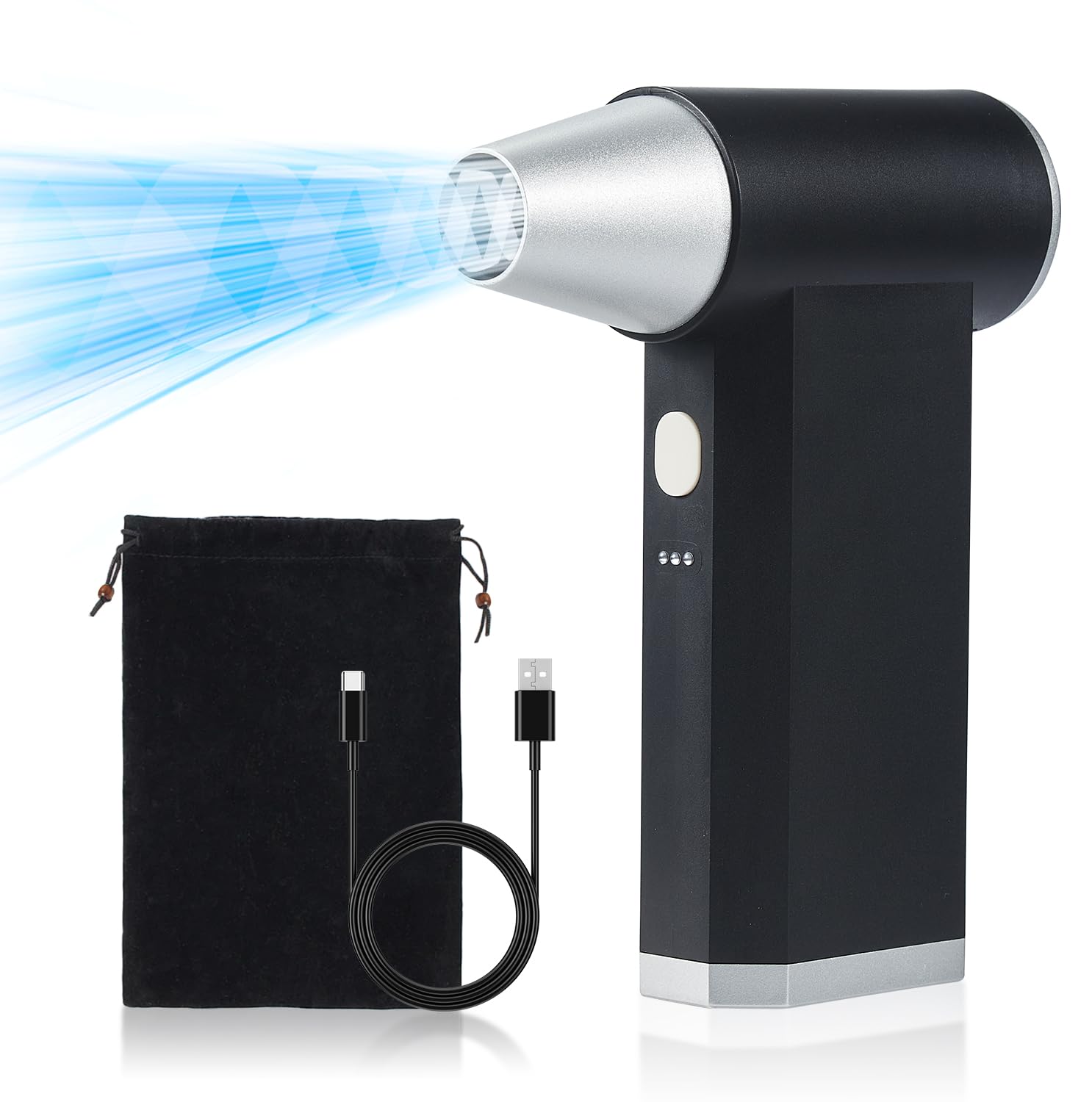 High Speed Electric Air Duster 150,000 RPM - Powerful Compressed Air Blower with 4 Speed Settings for Car Drying, Electronics Cleaning, Keyboard Dusting & Home Use - Portable Jet Blaster (Black)