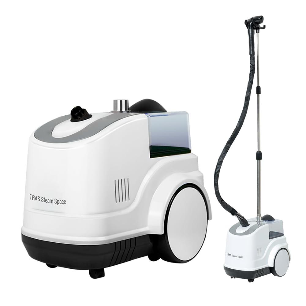 Professional Clothes Steamer with 3L Large Water Tank - 1600W Powerful Garment & Fabric Steamer for Wrinkles Removal (White) | Perfect for Home, Travel, and Professional Use