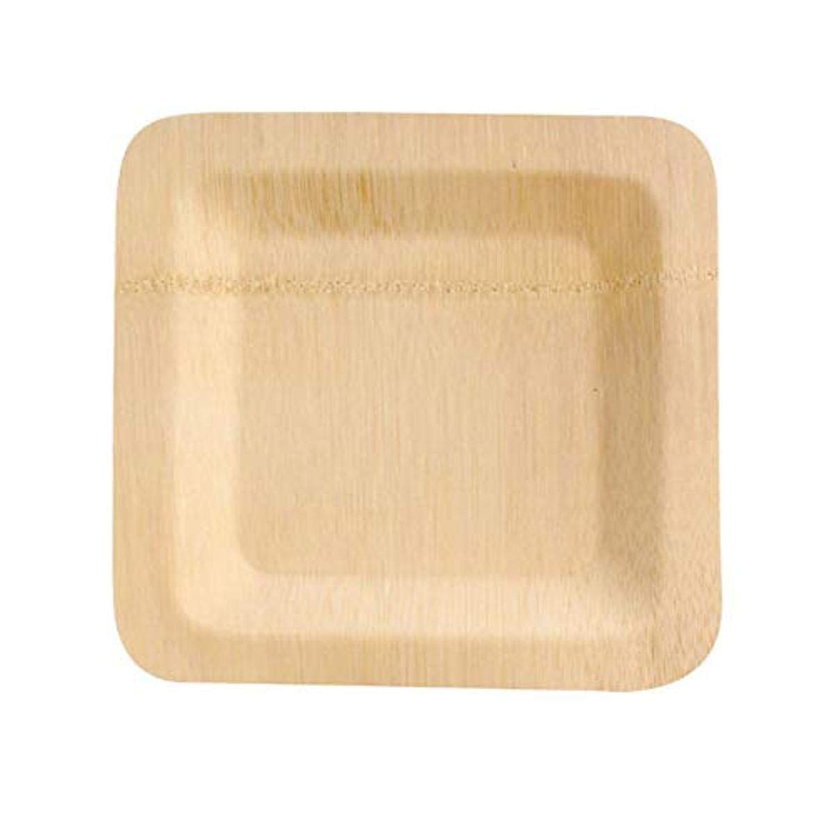 Eco-Friendly 10x10 Inch Bamboo Veneer Square Plates - 100% Natural Biodegradable & Compostable Dinnerware - Pack of 48 Disposable Plates for Parties, Picnics & Sustainable Dining