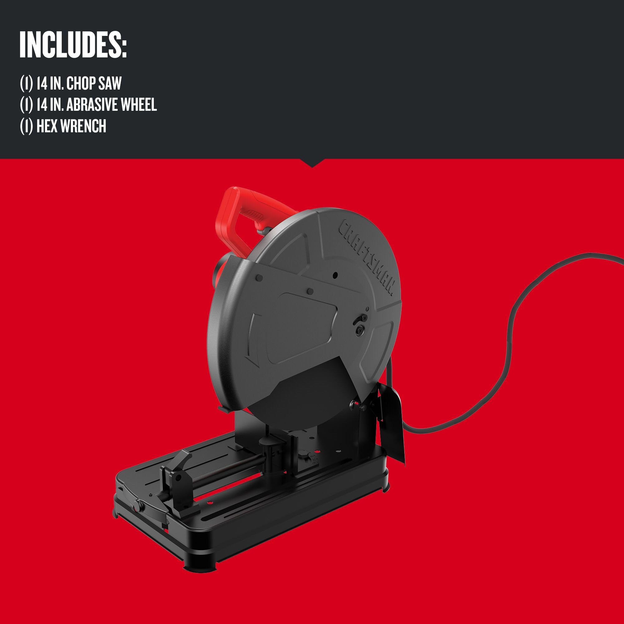 CRAFTSMAN 14-Inch 15-Amp Corded Chop Saw (CMEM2500) - Heavy-Duty Metal & Wood Cutting for DIY Projects & Construction Work