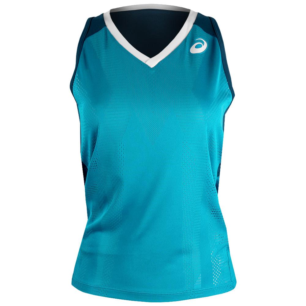 Asics Women's Match Actibreeze Tank Top - Breathable Workout Shirt for Running & Gym | Teal Blue | Lightweight Moisture-Wicking Activewear for Yoga, Tennis & Outdoor Sports
