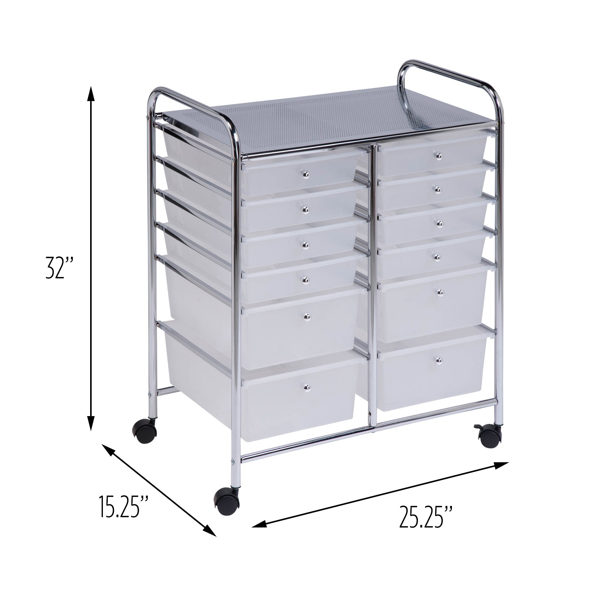 Honey-Can-Do 12-Drawer Rolling Storage Cart Organizer - Plastic Drawers for Craft Room, Office, Kitchen & Bathroom Organization