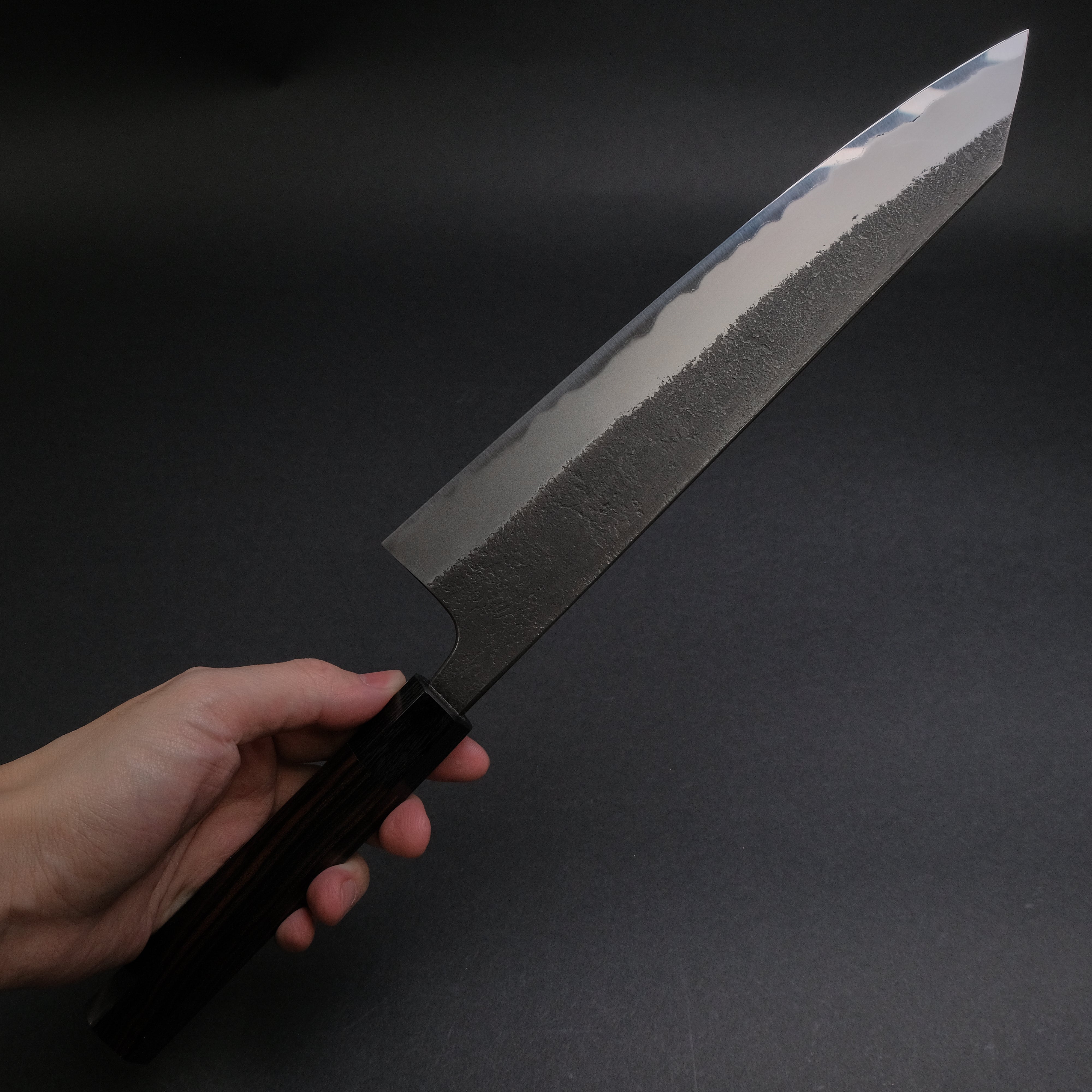 Akifusa Wakui Kurouchi Nashiji Blue #2 Kiritsuke Gyuto 240mm Japanese Chef Knife with Ebony Handle - Professional Kitchen Knife for Sushi, Meat, Vegetables - Discounted Sale