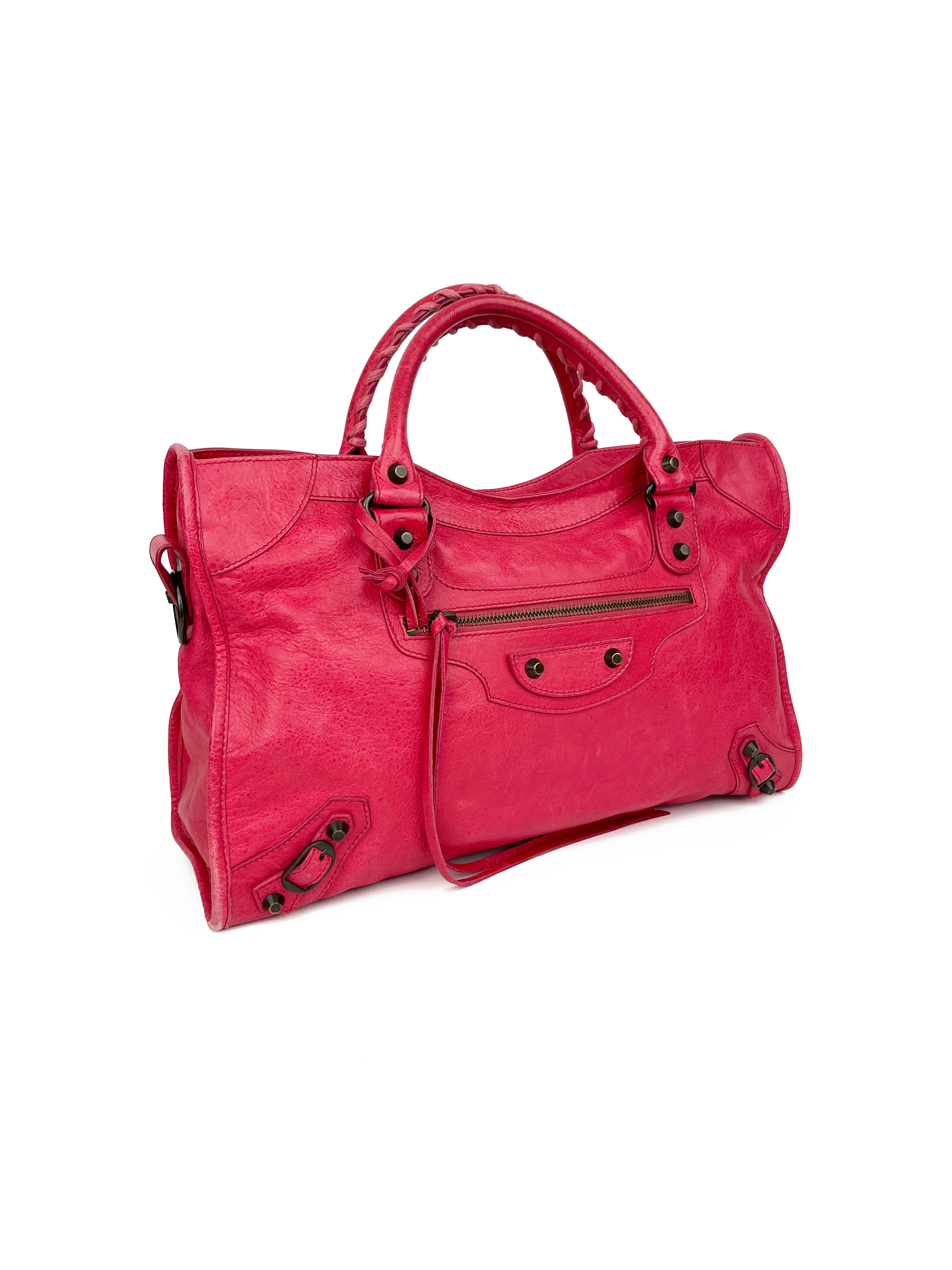 Balenciaga Medium Pink City Bag - Luxury Leather Handbag for Women | Perfect for Everyday Use, Work & Travel
