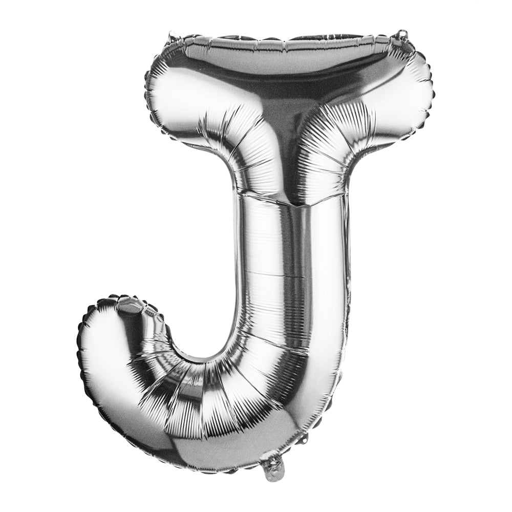 Balloonify Silver Mylar Letter J Balloon - 40 Inch Large Foil Alphabet Balloon for Birthday Parties, Baby Showers & Graduation Decorations - 1 Count Box