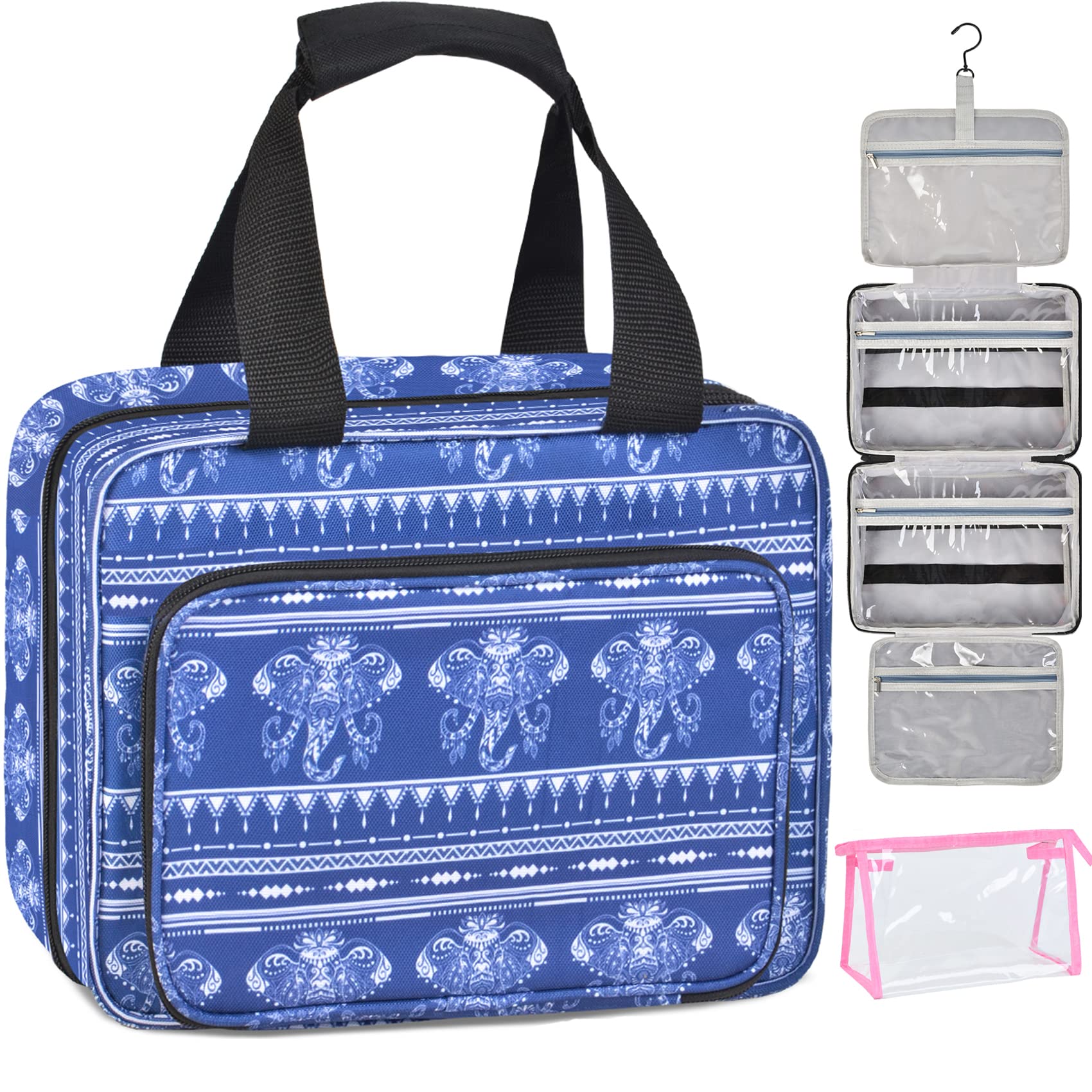 Sylfairy Hanging Travel Toiletry Bag for Women - Waterproof Cosmetic Makeup Organizer with Multiple Pockets, Portable Toiletries Bag for Bathroom, Gym, Camping & Vacation Accessories