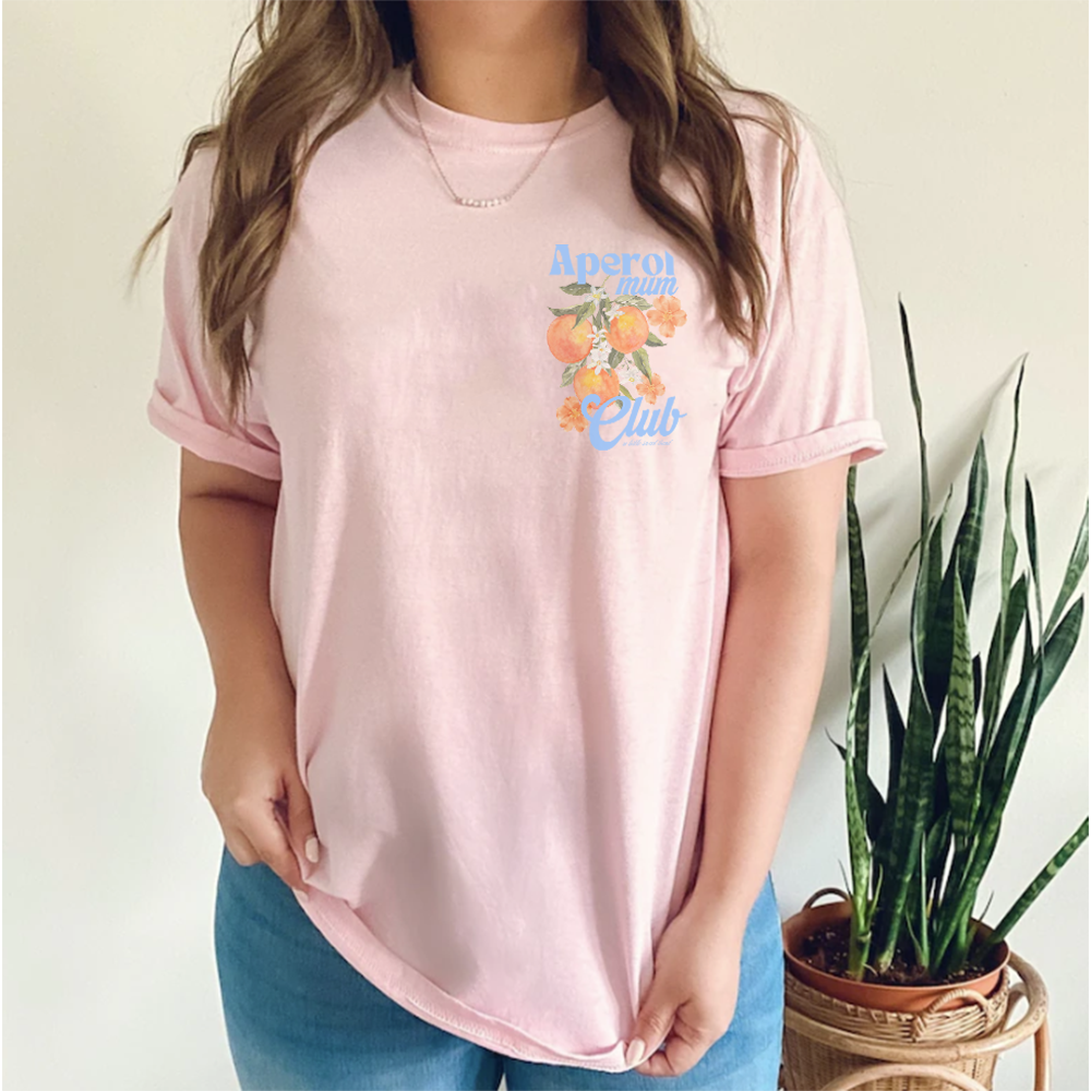 Aperol Mum Club Women's Graphic T-Shirt - Funny Casual Tee for Women - Perfect for Parties, Outings & Everyday Wear