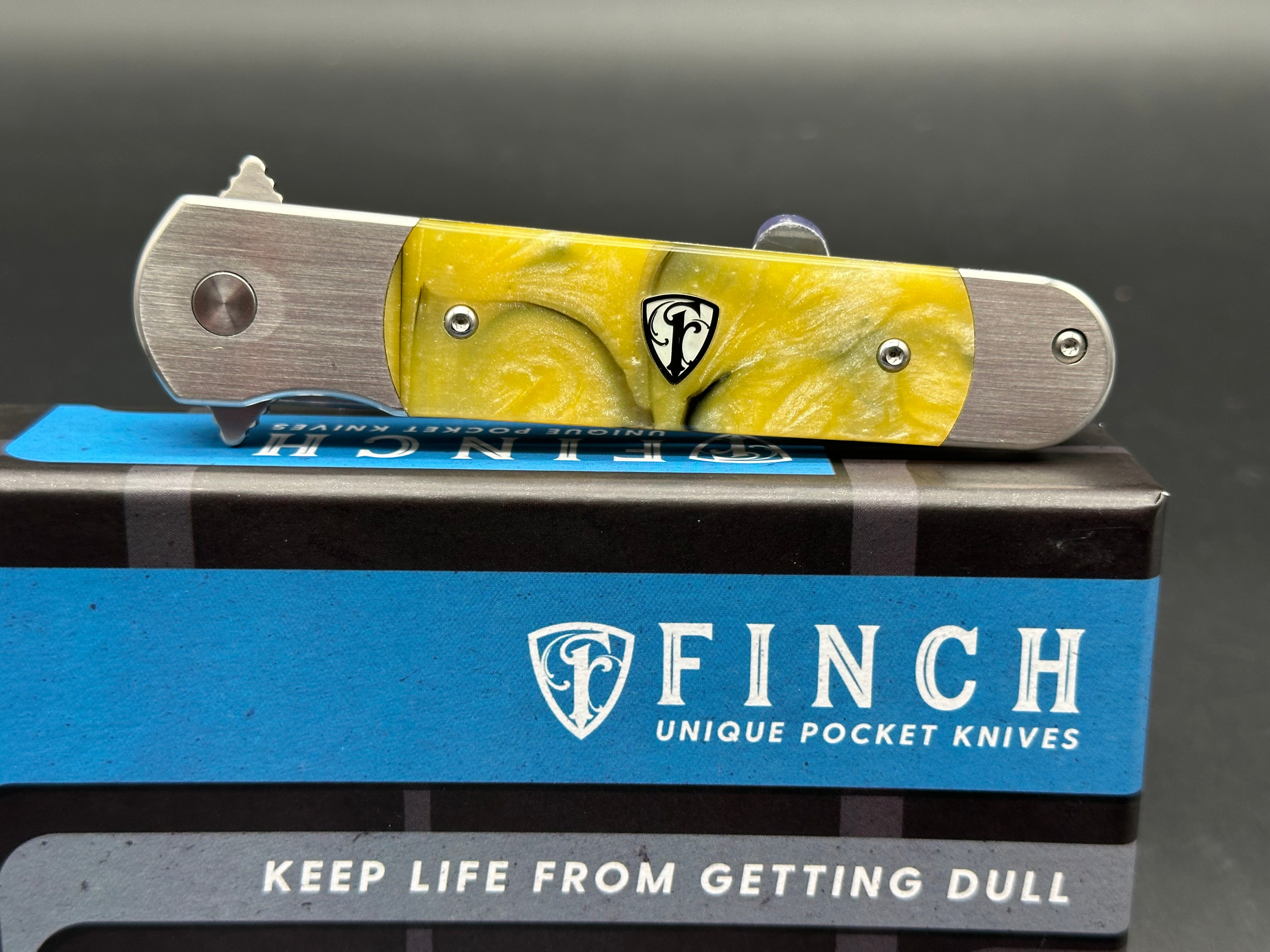 Finch Roadrunner Hornet Folding Knife - Stainless Steel Liner Lock, Yellow Resin Handle, 154CM Satin Blade - EDC, Camping & Outdoor Survival Tool