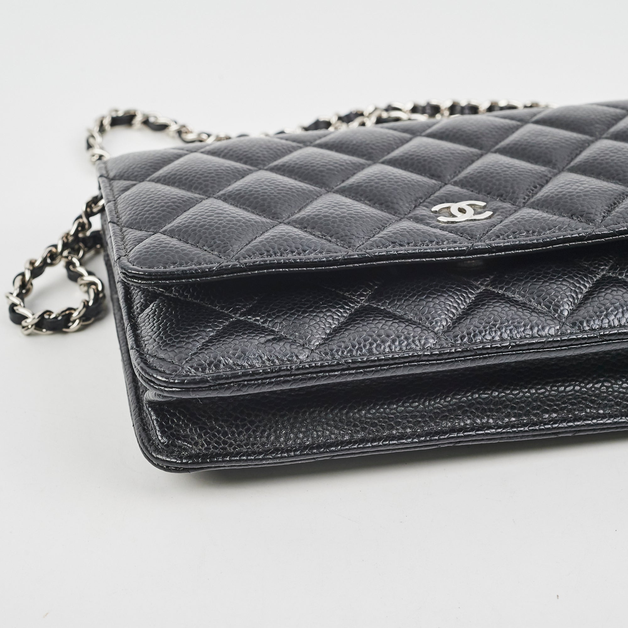 Chanel Caviar Leather Wallet on Chain WOC Crossbody Bag Black with Microchip - Perfect for Everyday Use, Parties & Special Occasions